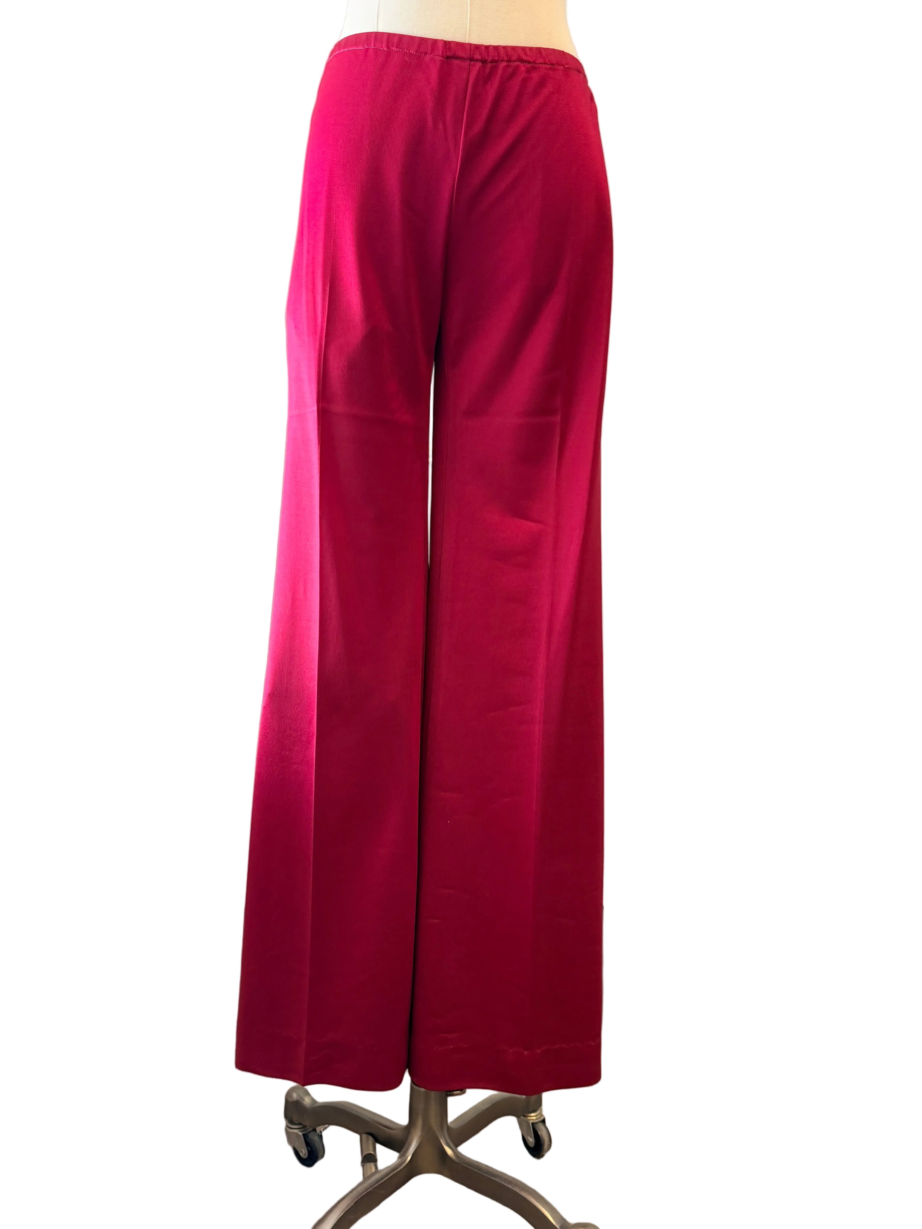1960s Michael Mott for Paraphernalia Red Two-Piece Tunic & Pant Set with Green Piping