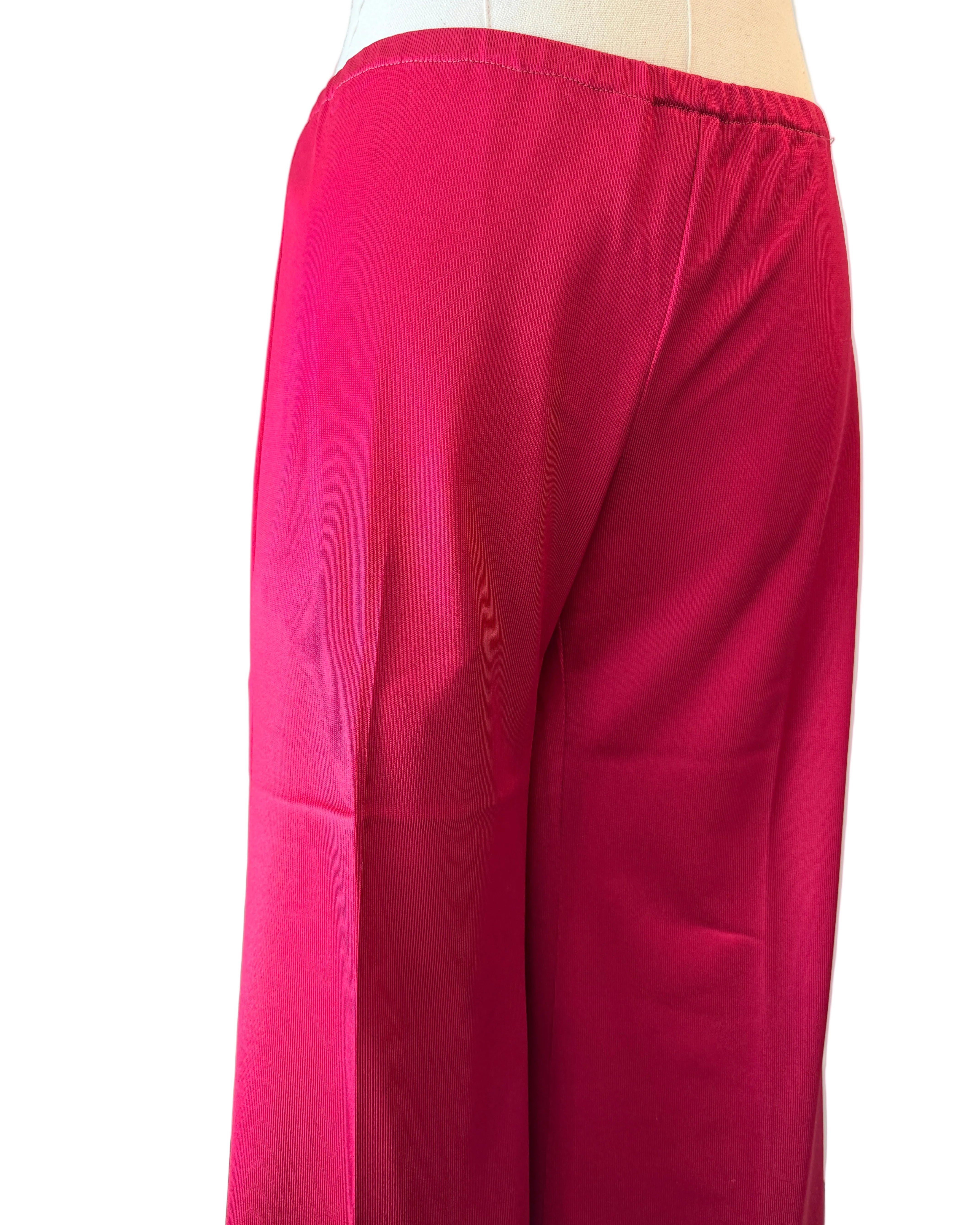 1960s Michael Mott for Paraphernalia Red Two-Piece Tunic & Pant Set with Green Piping
