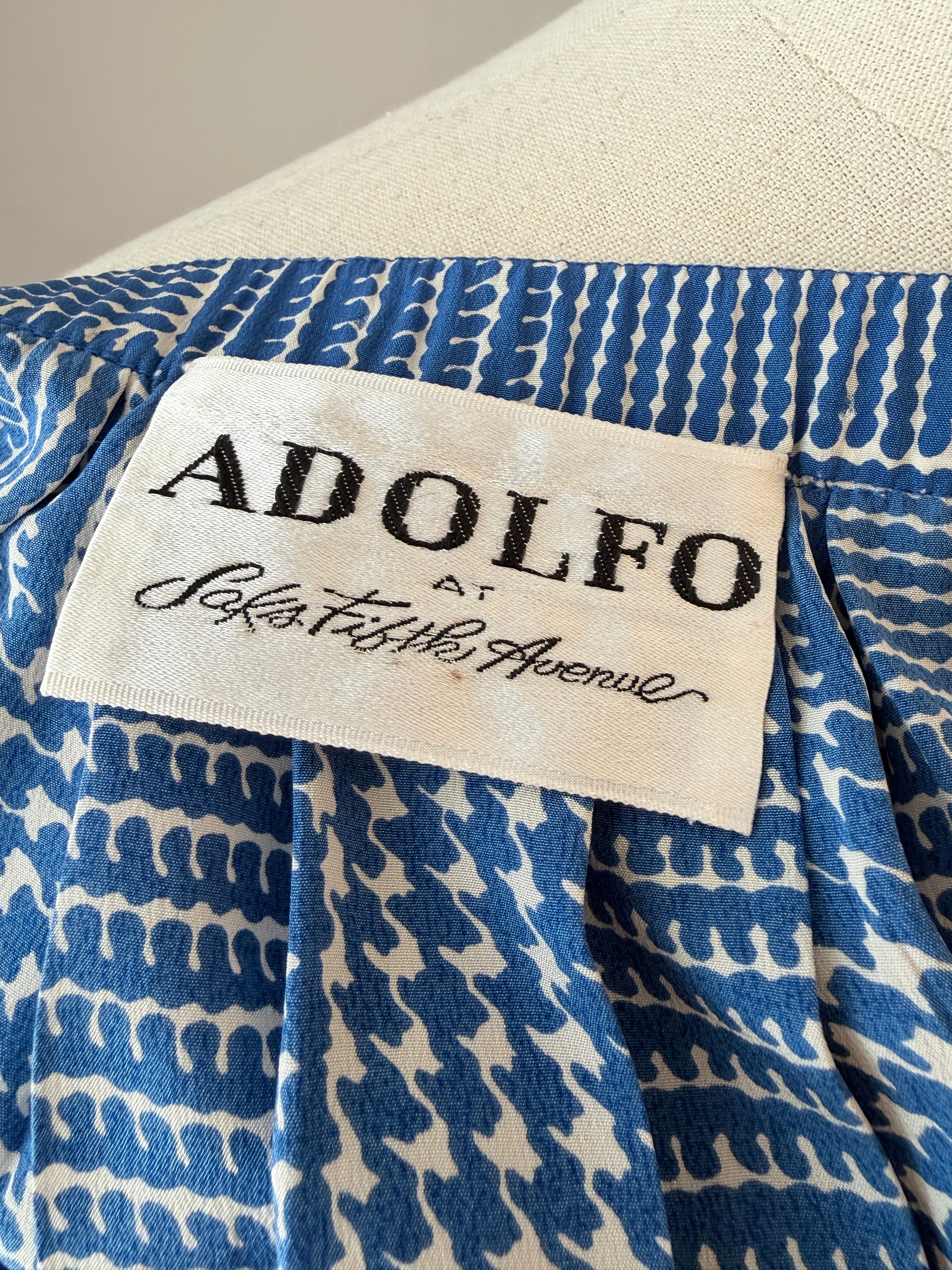1960s Adolfo Royal Blue Three-Piece Skirt Suit with Silk Herringbone Details