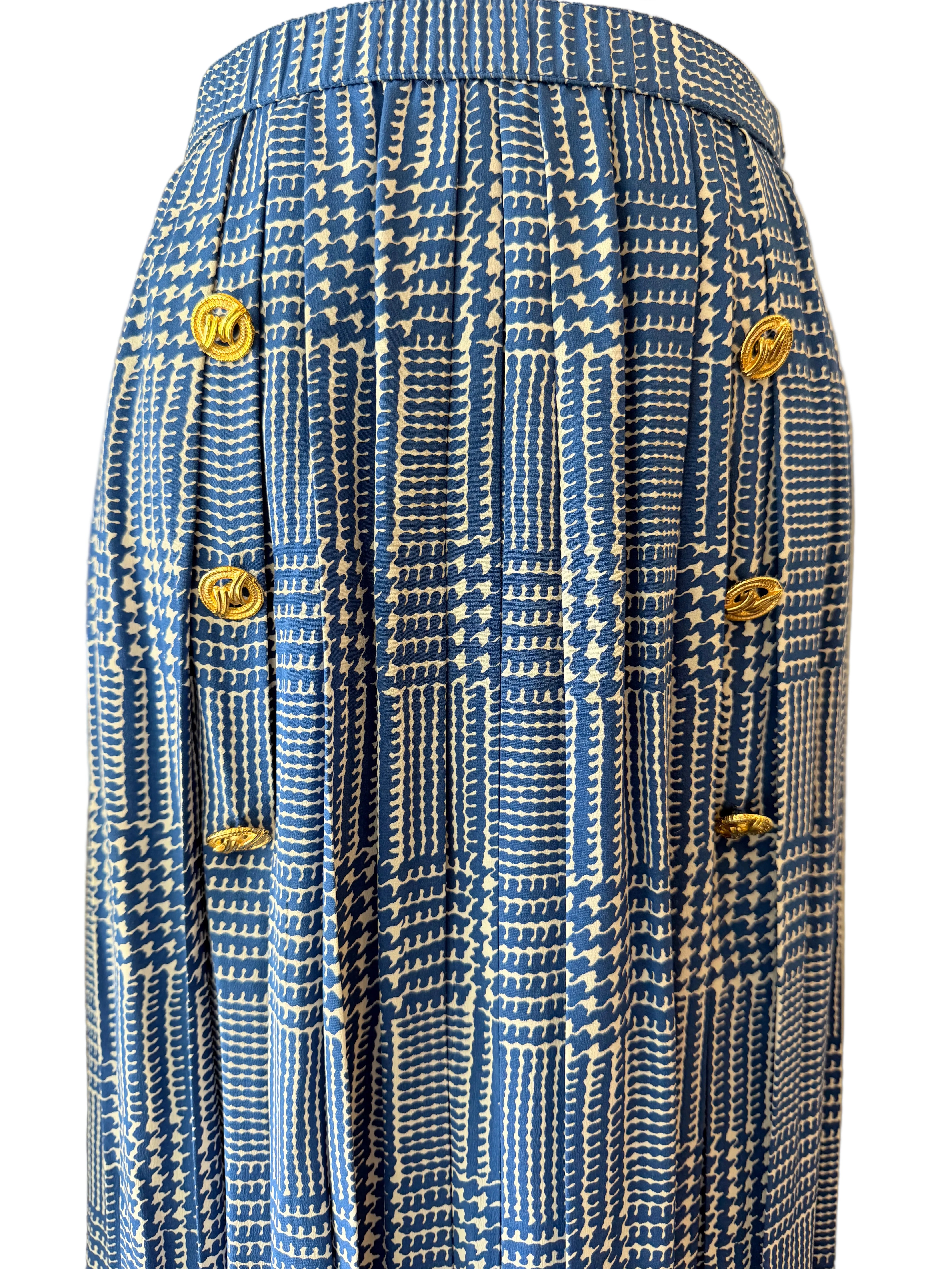 1960s Adolfo Royal Blue Three-Piece Skirt Suit with Silk Herringbone Details
