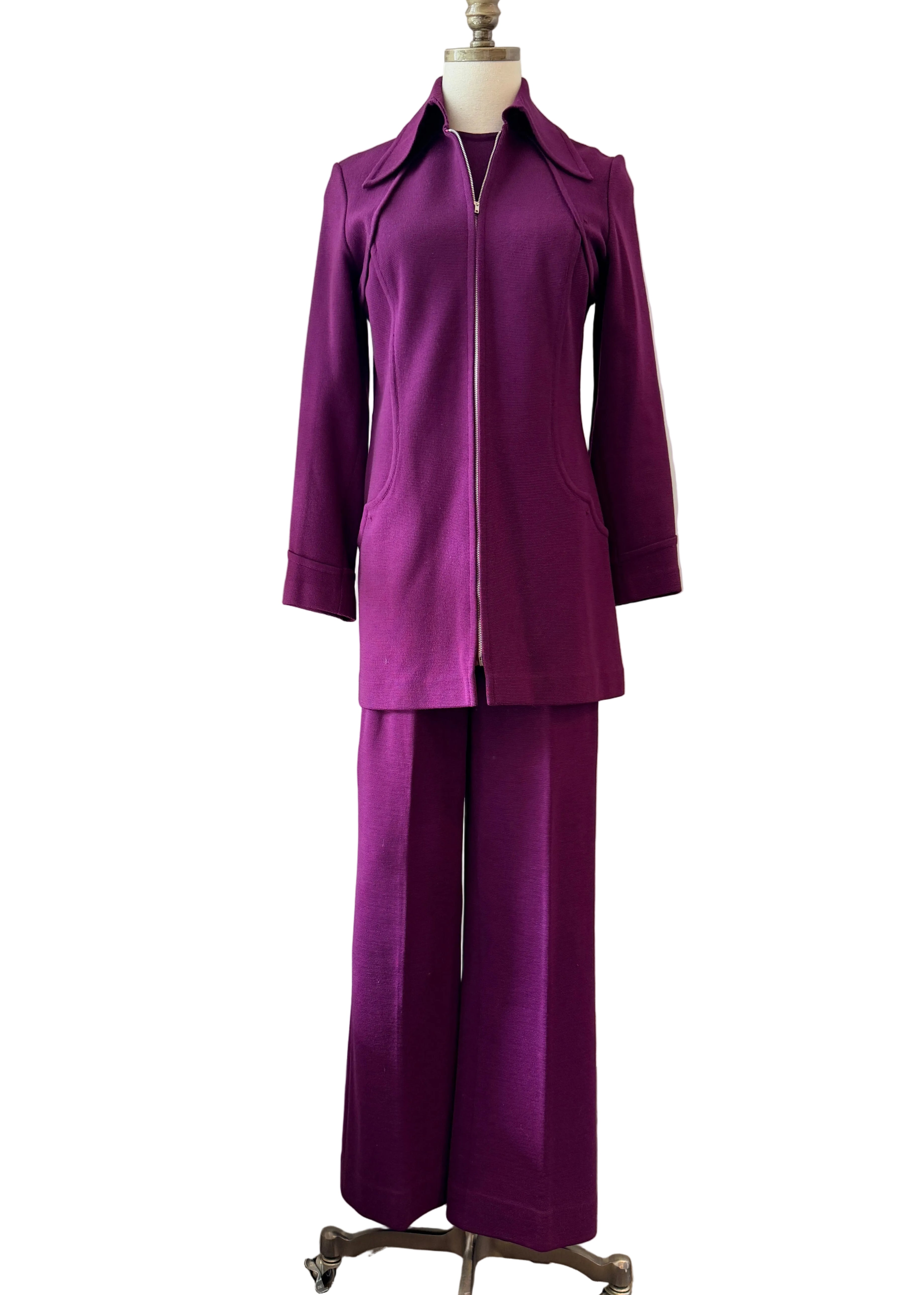 1960s Crown Royal Three-Piece Wool Pant Suit with Tank, Blazer & Pants