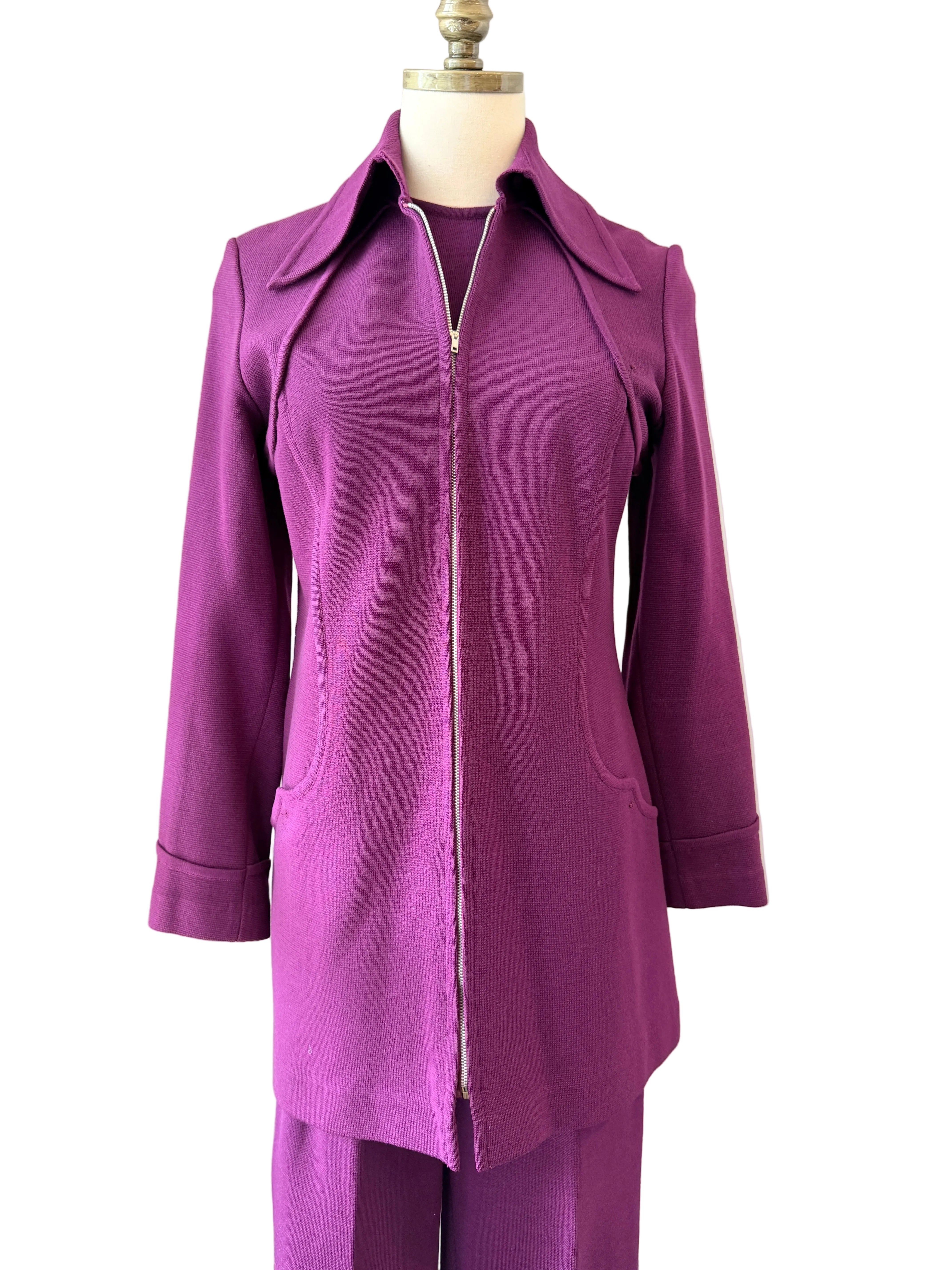 1960s Crown Royal Three-Piece Wool Pant Suit with Tank, Blazer & Pants