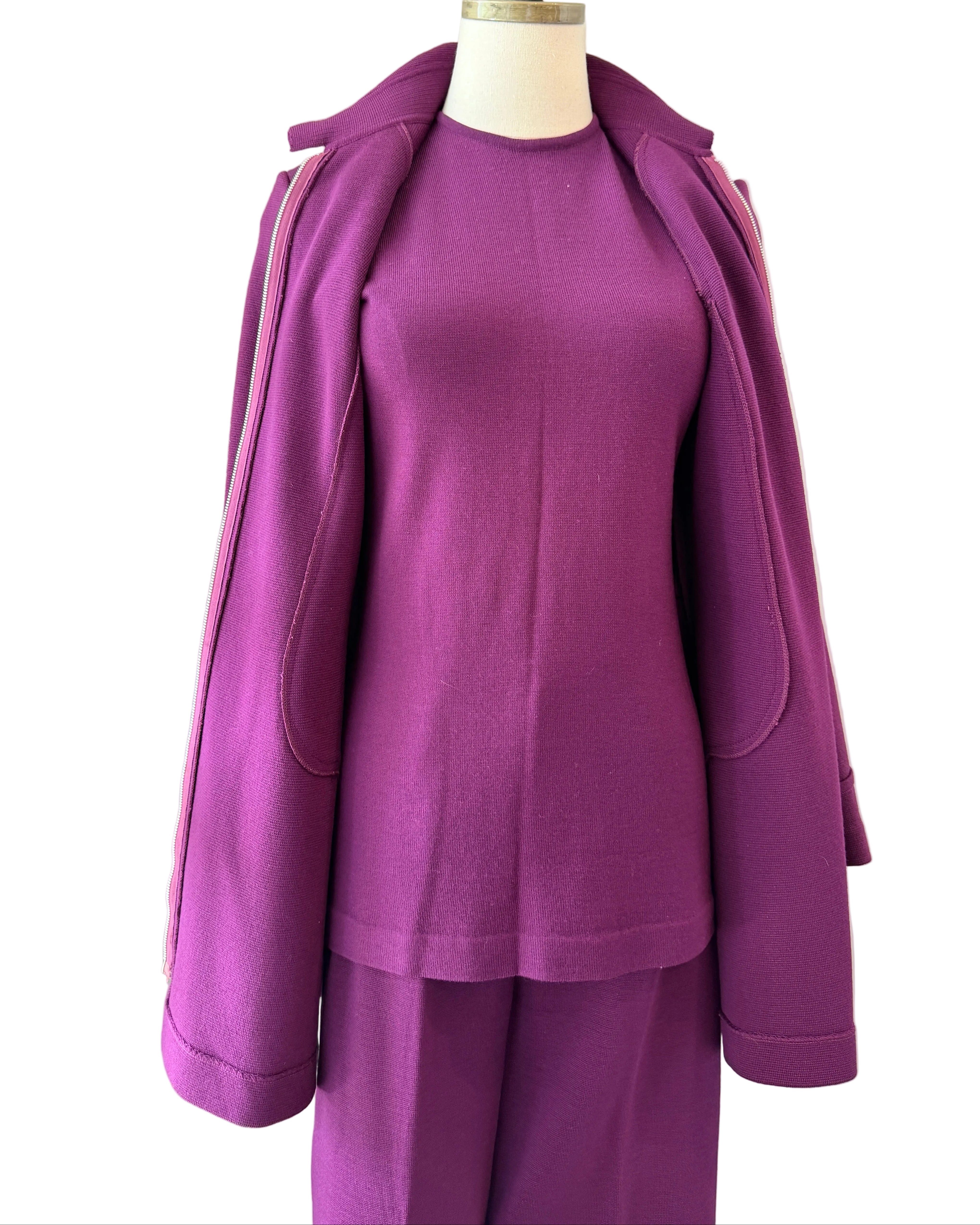 1960s Crown Royal Three-Piece Wool Pant Suit with Tank, Blazer & Pants