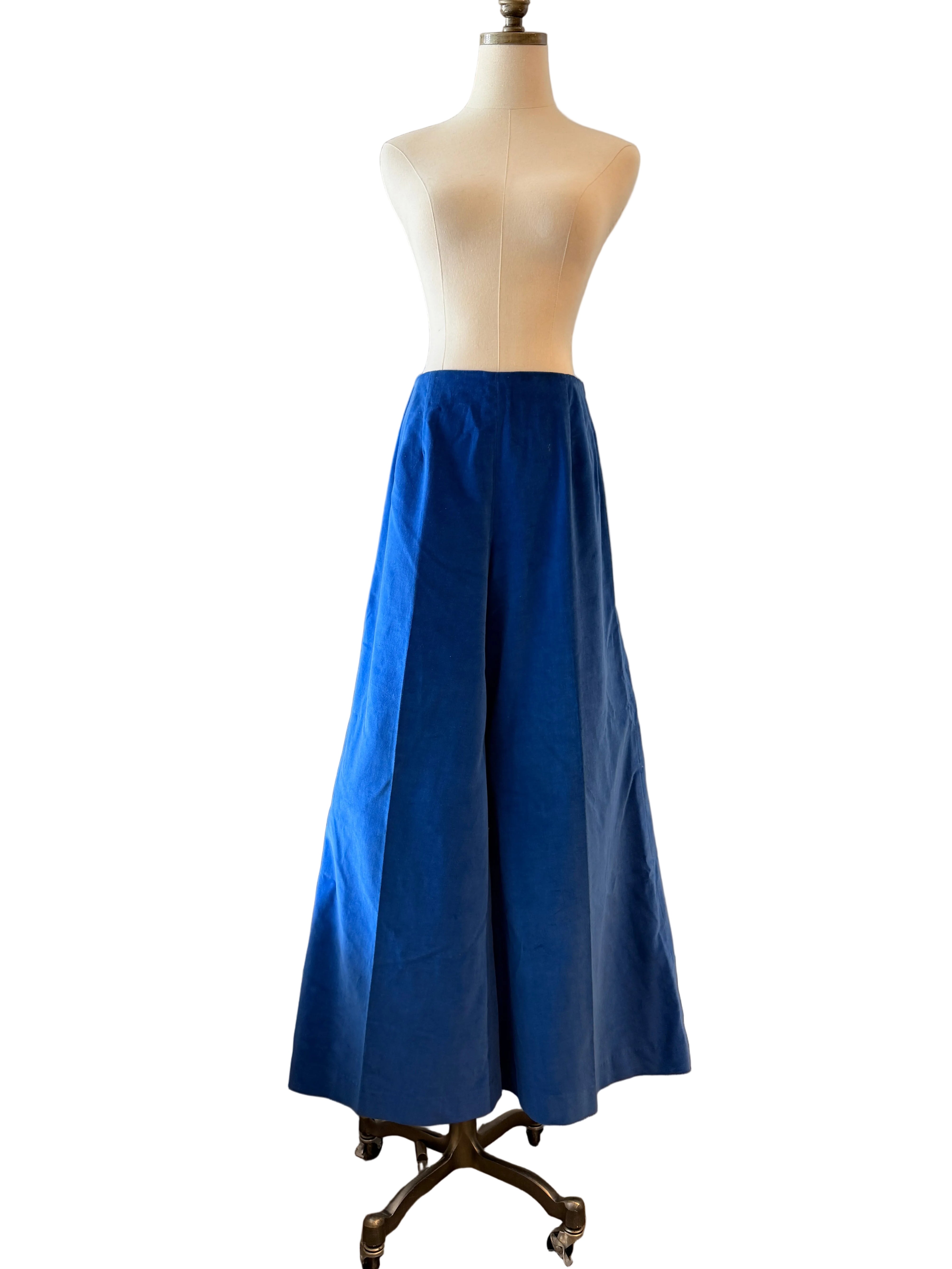 1970s Royal Blue Wide-Leg Velvet Pants
