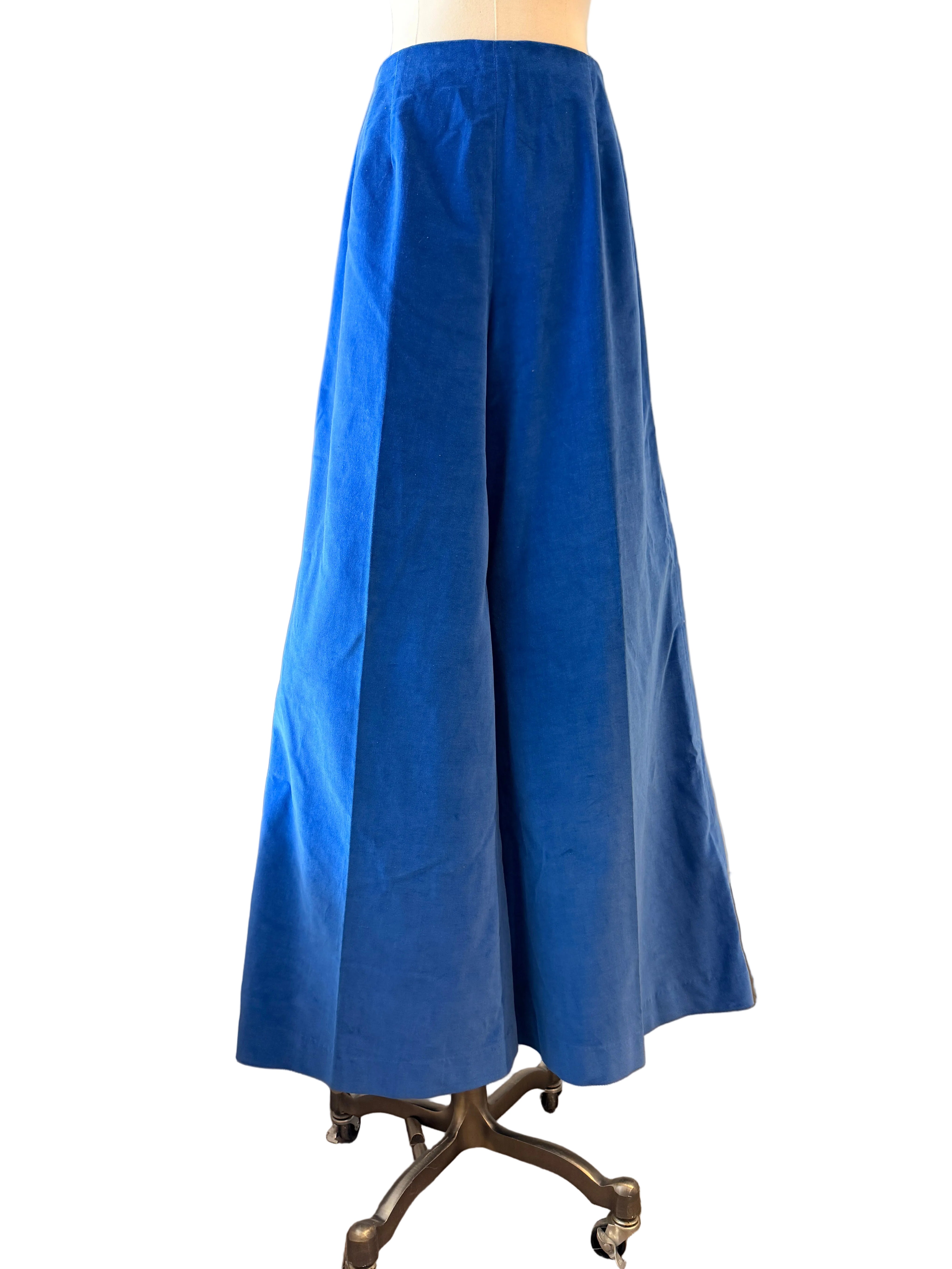 1970s Royal Blue Wide-Leg Velvet Pants