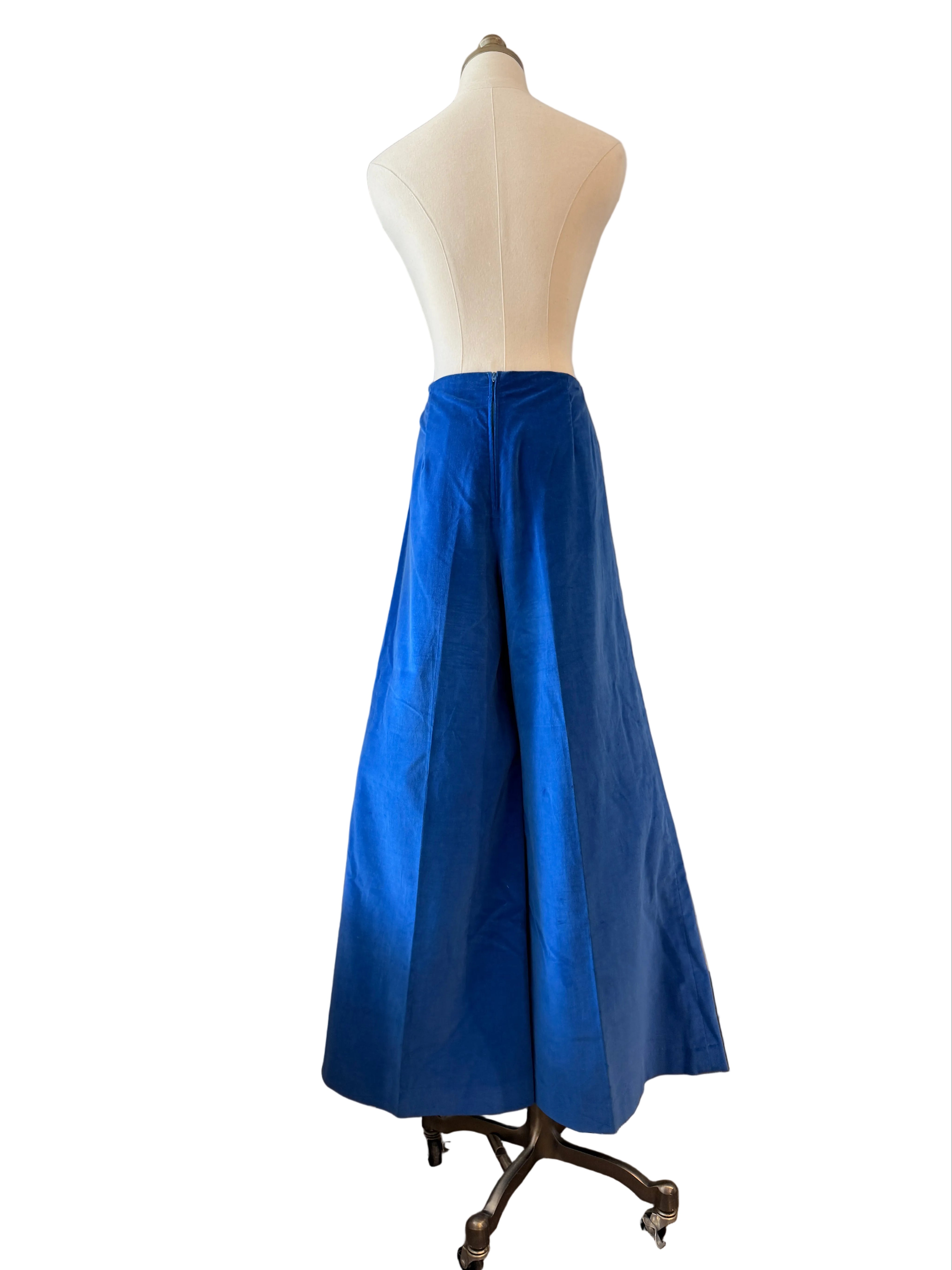 1970s Royal Blue Wide-Leg Velvet Pants