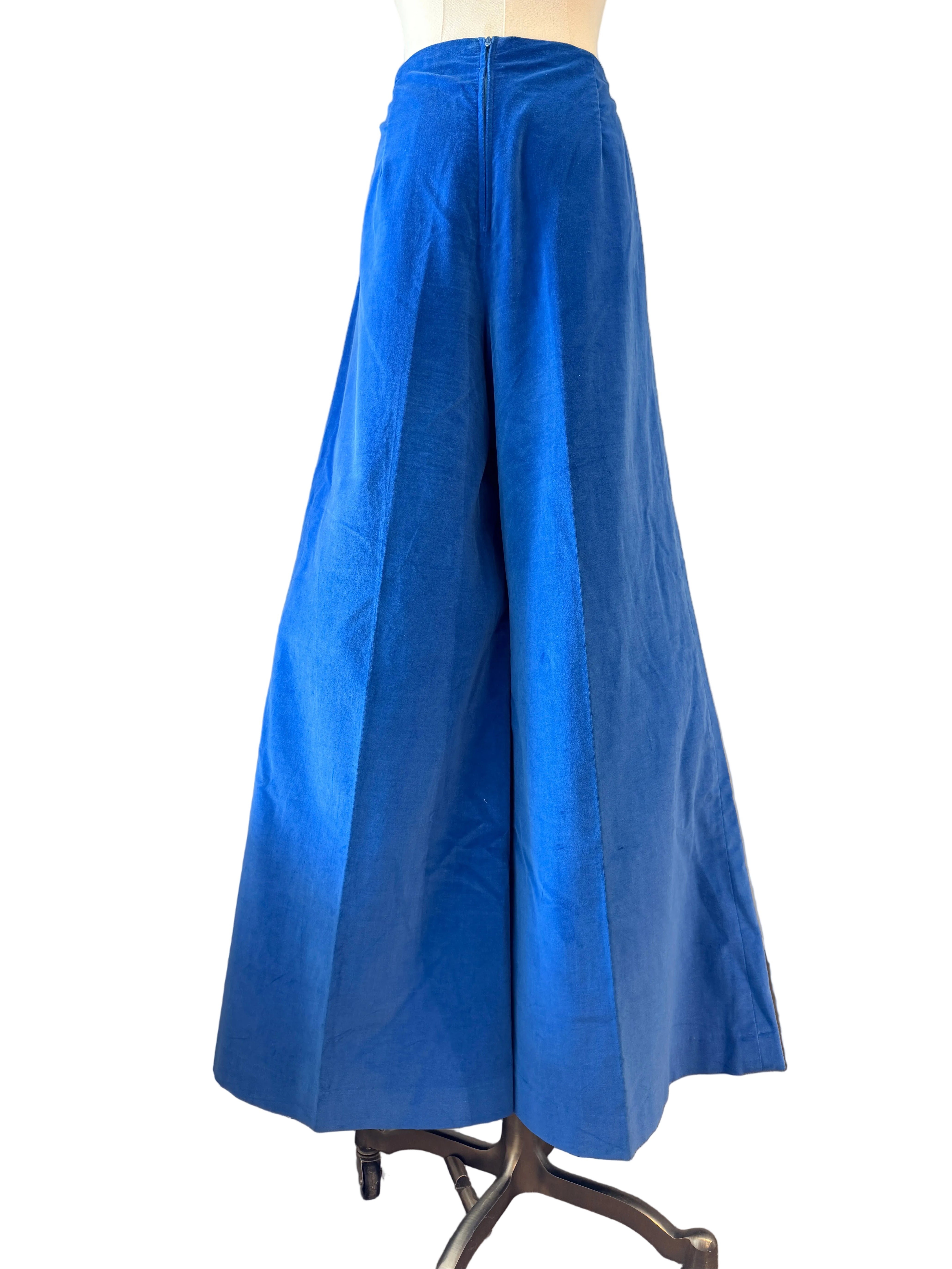 1970s Royal Blue Wide-Leg Velvet Pants