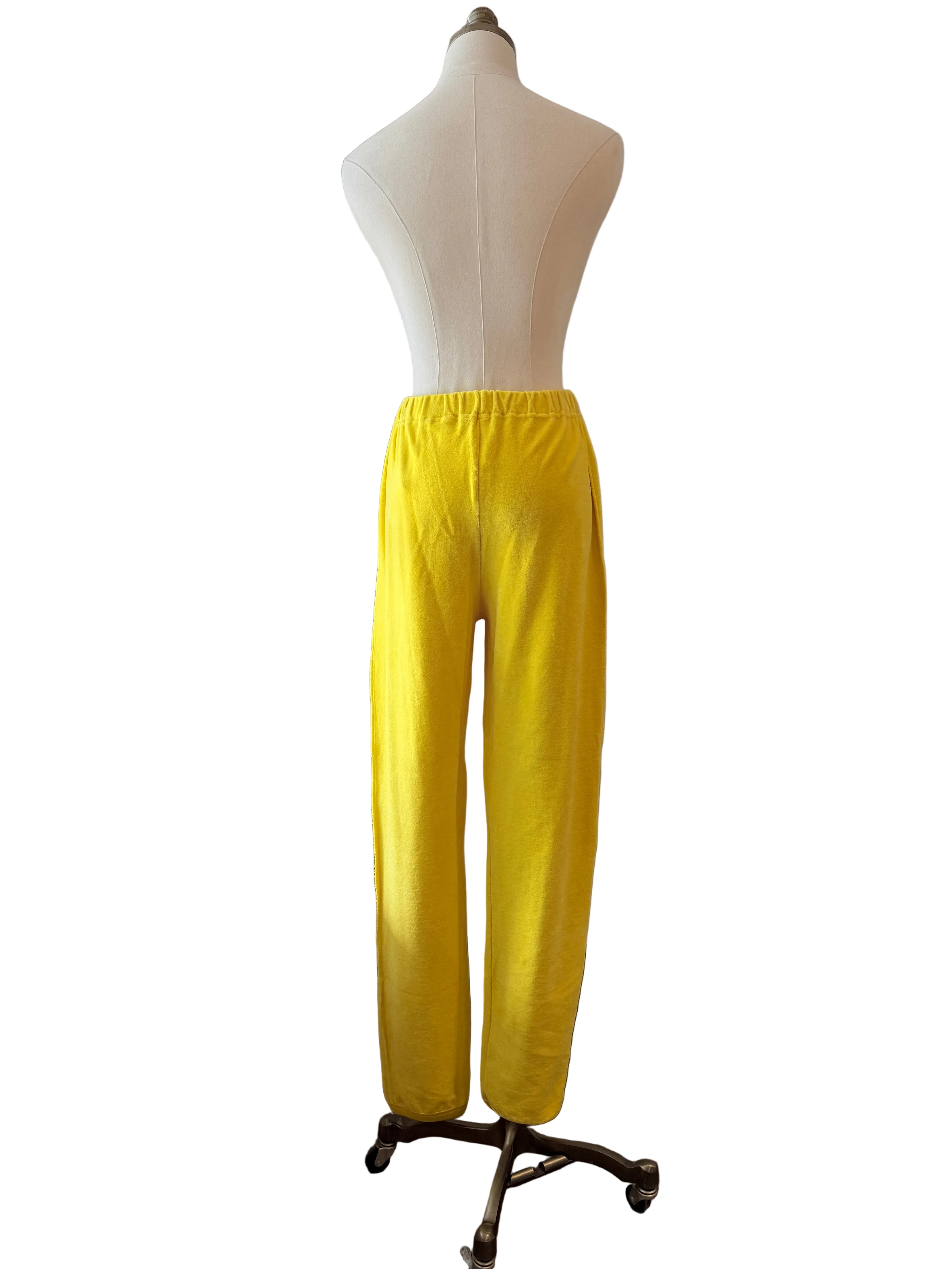 1980s Sonia Rykiel Yellow Velour Three-Piece Ensemble with Rhinestone Accents