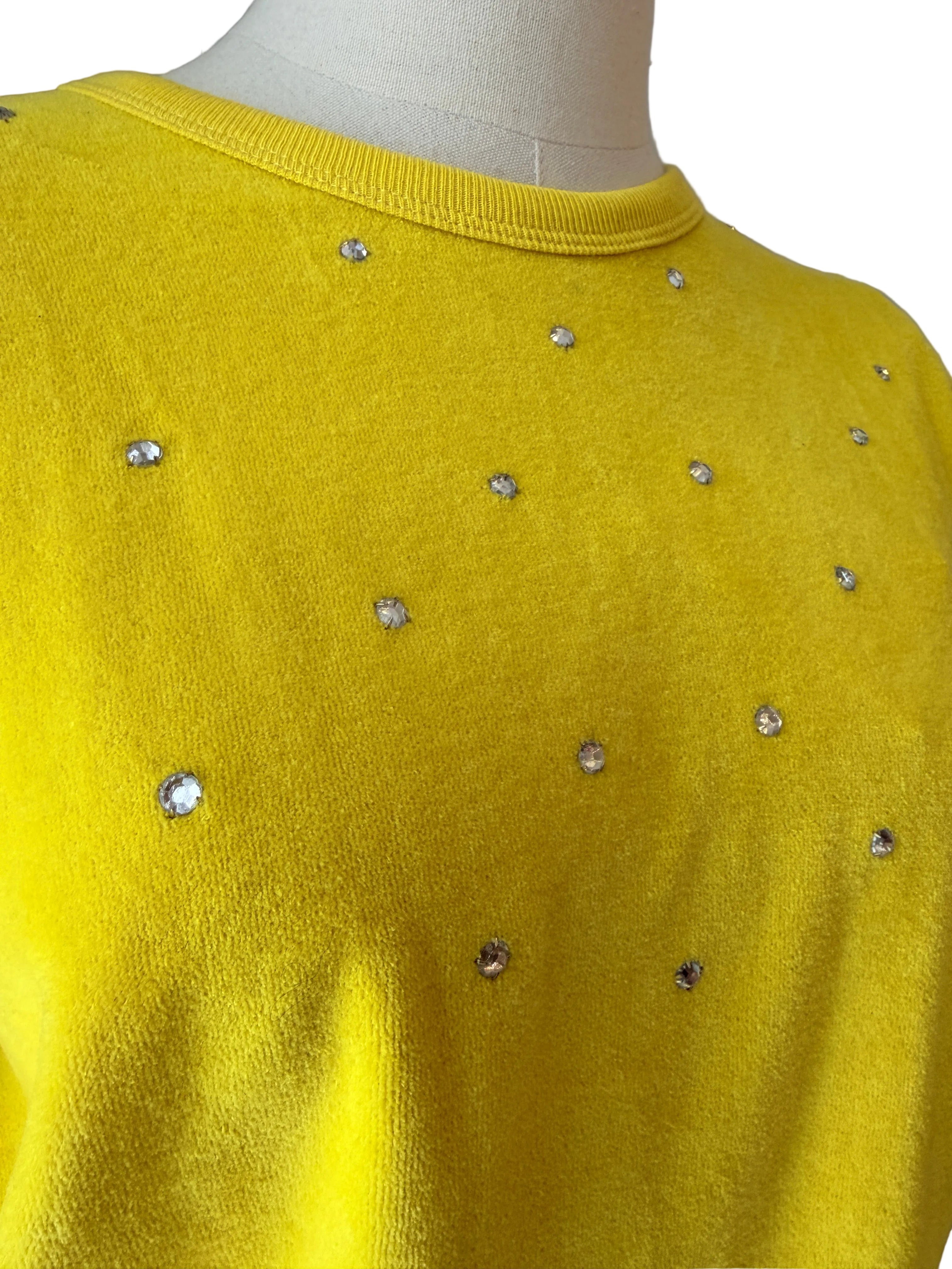 1980s Sonia Rykiel Yellow Velour Three-Piece Ensemble with Rhinestone Accents