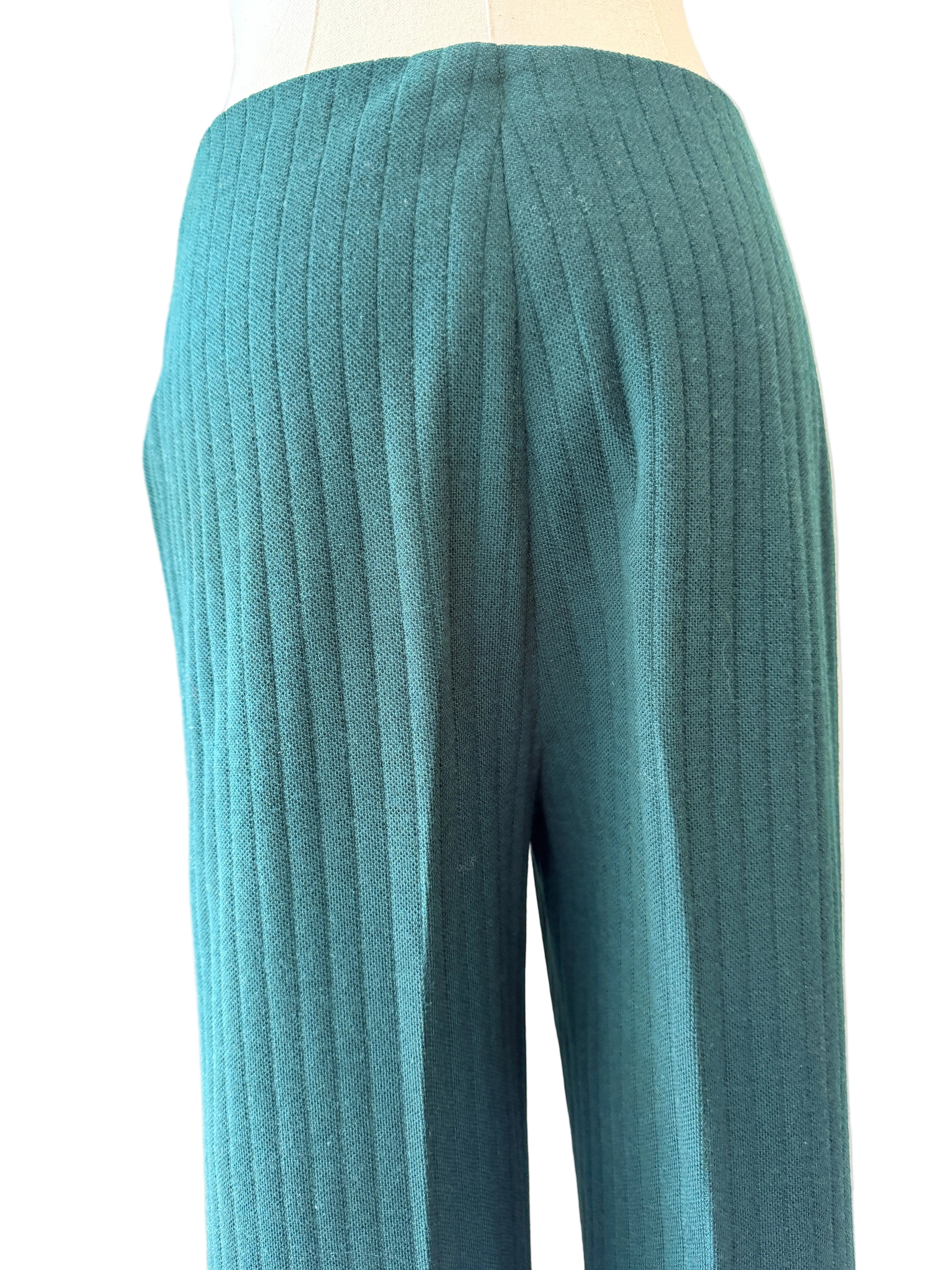 1960s Made in France for Saks Fifth Avenue Green Ribbed Wool Pant Suit