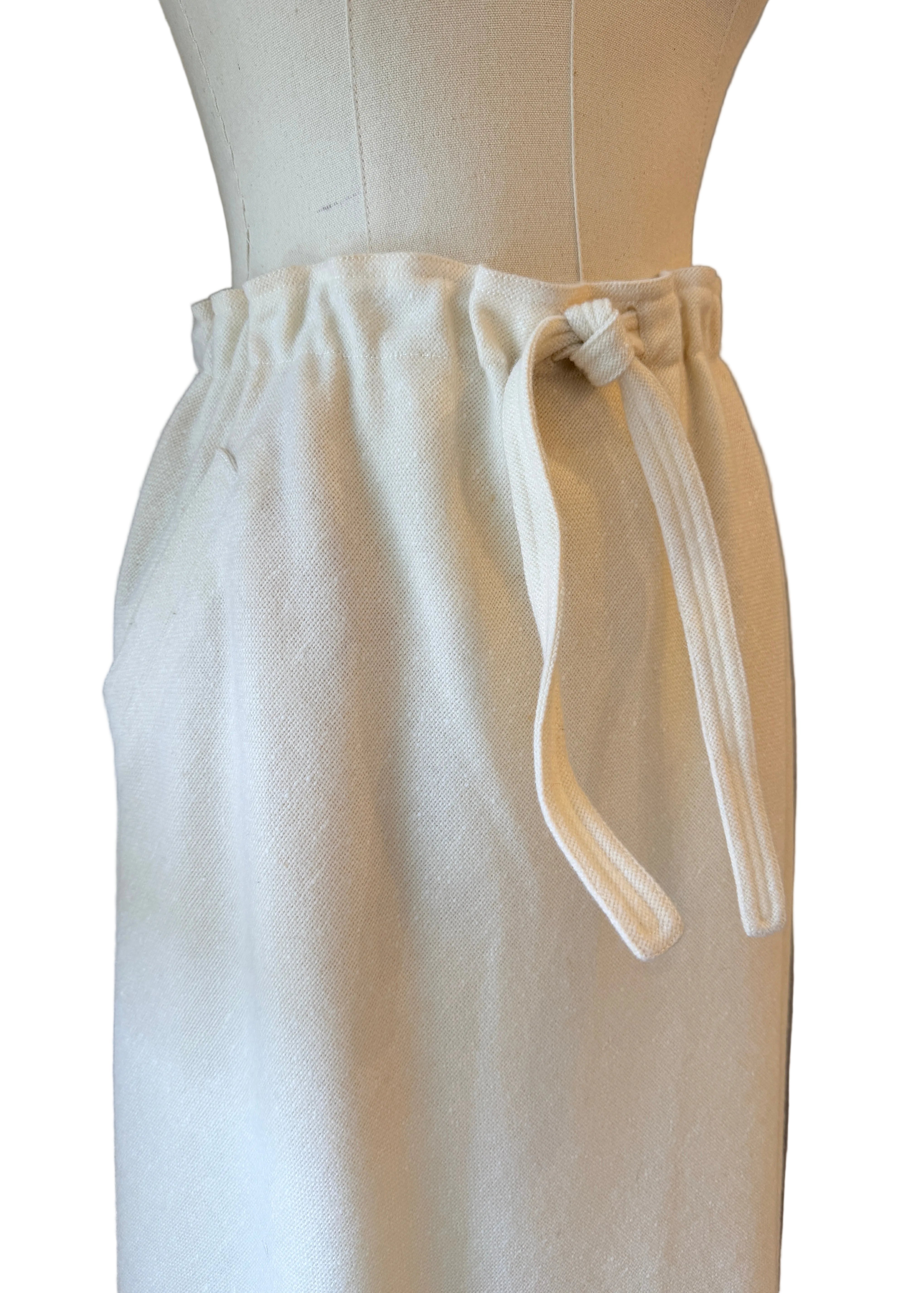 1970s Courrèges Ivory Wool Skirt with Tie Waist