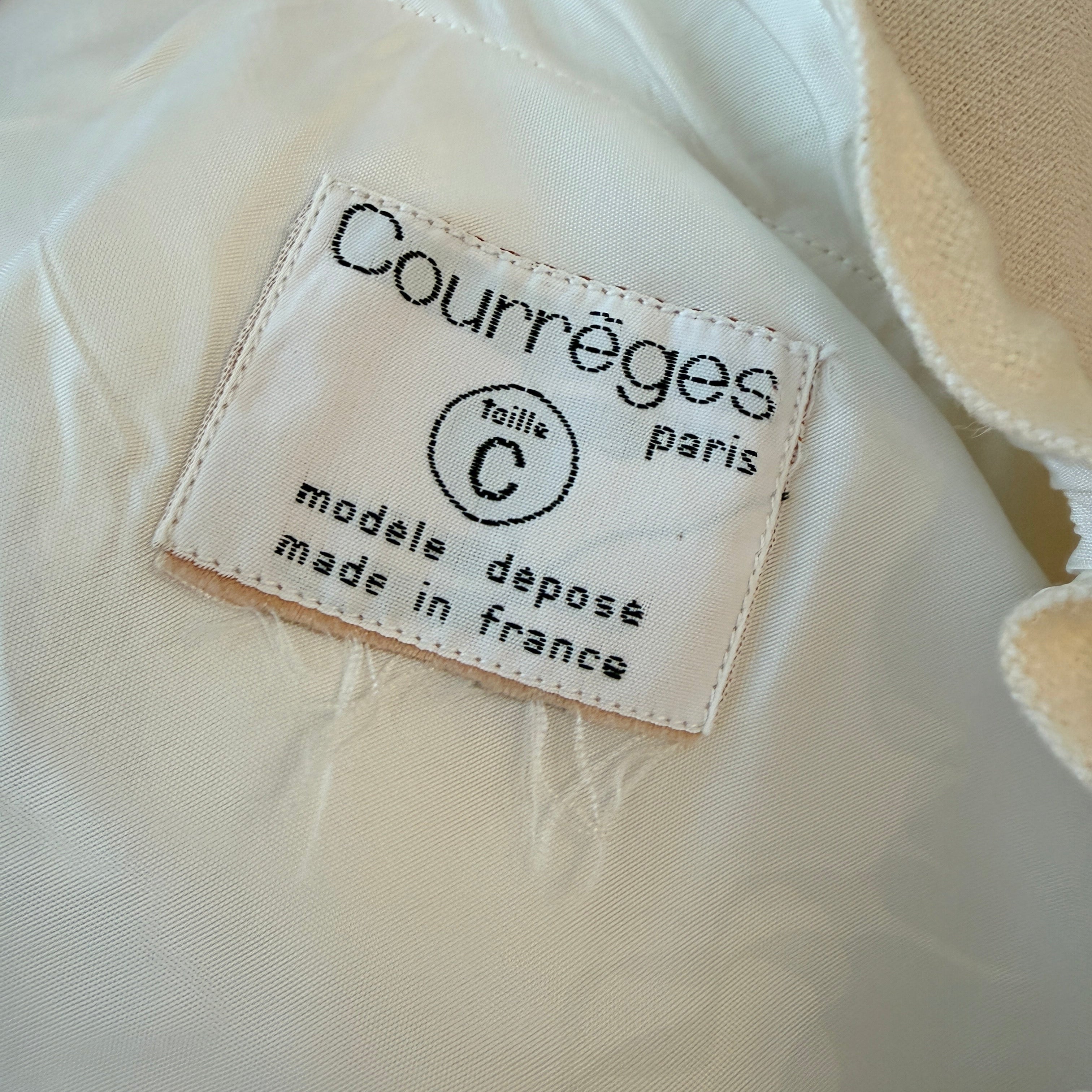 1970s Courrèges Ivory Wool Skirt with Tie Waist