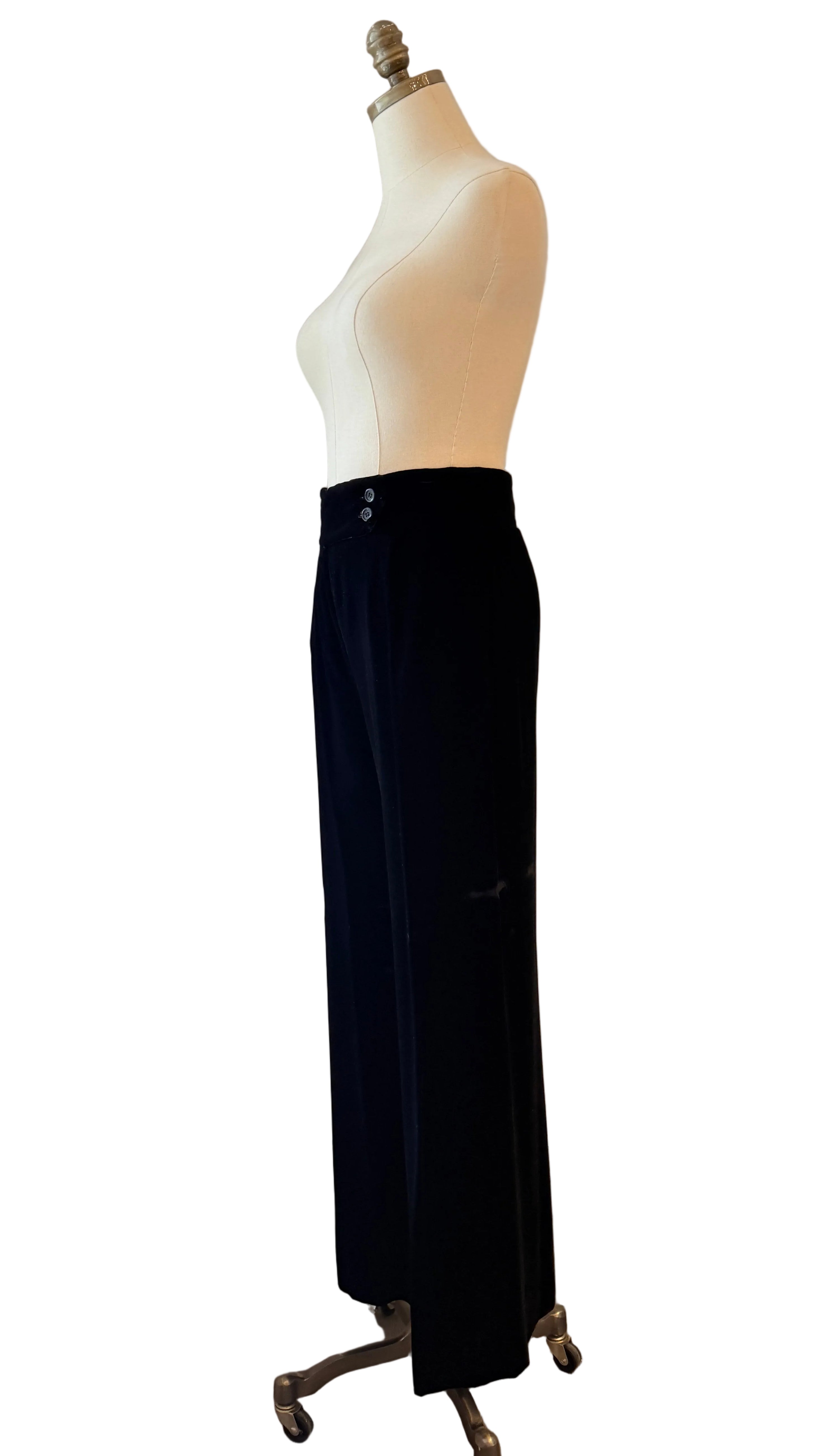 1970s Yves Saint Laurent Black Velvet Two-Piece Ensemble with Rope Knot Belt