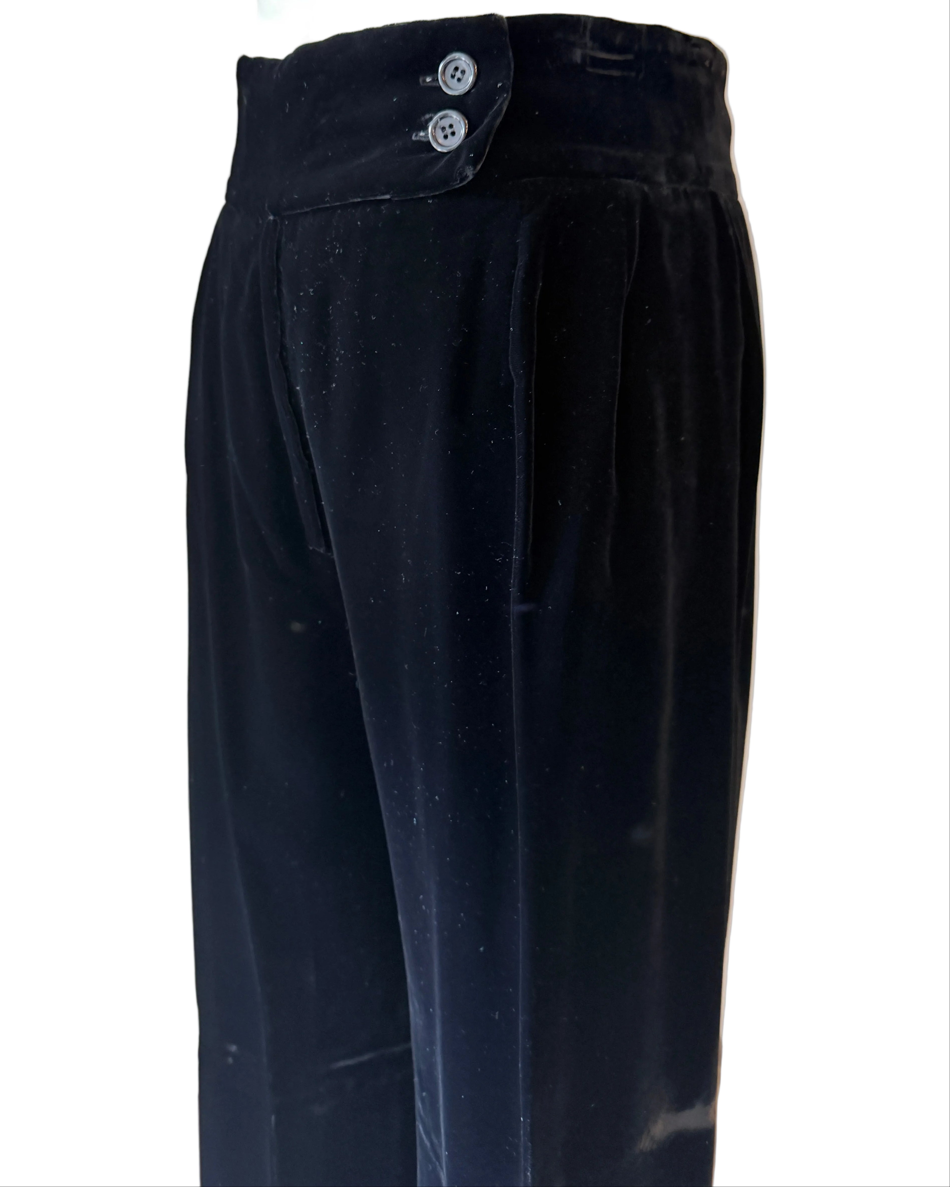 1970s Yves Saint Laurent Black Velvet Two-Piece Ensemble with Rope Knot Belt