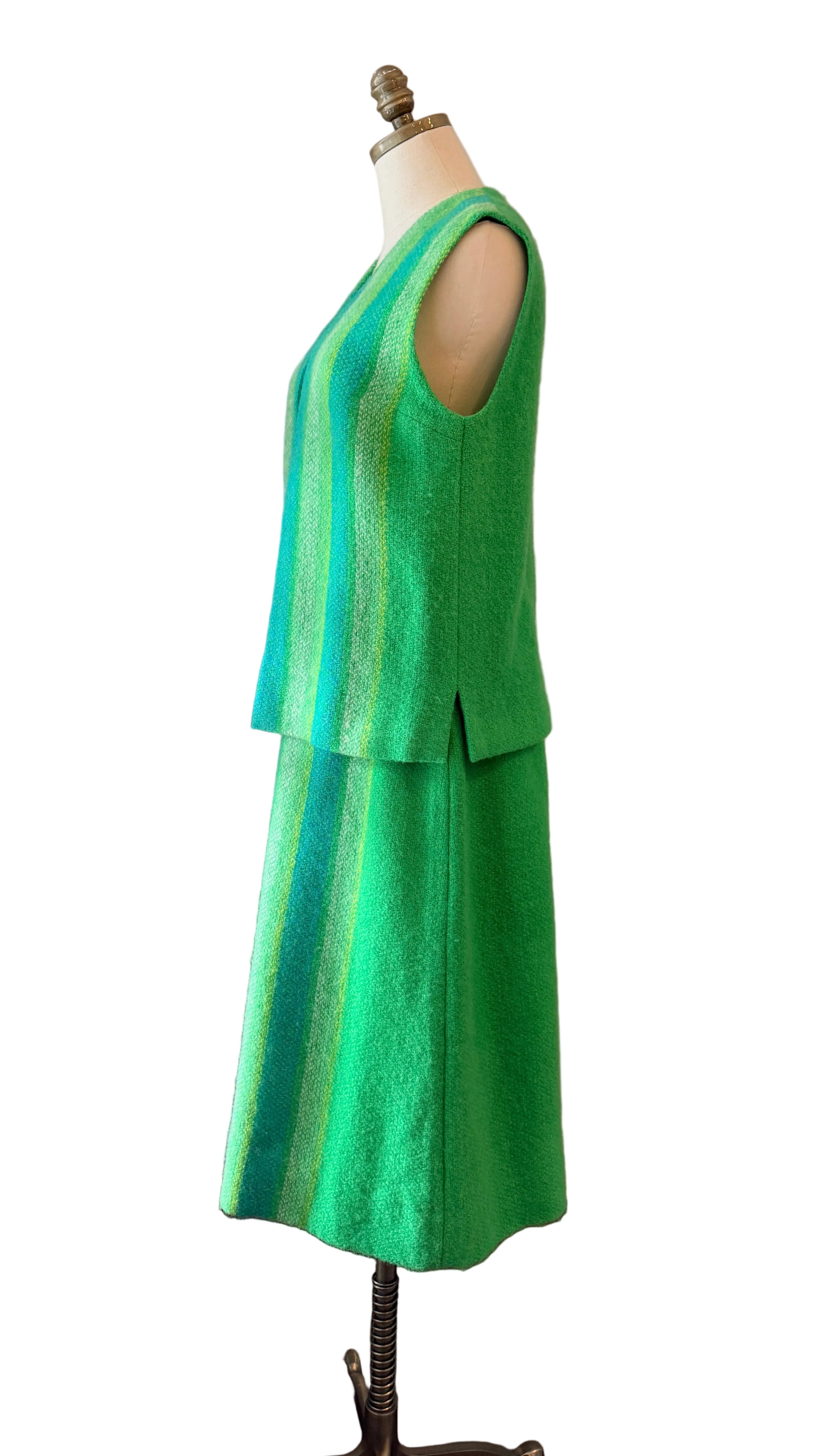 Countess Ebba von Eckermann Green Wool Hand-Knit Skirt & Vest Set