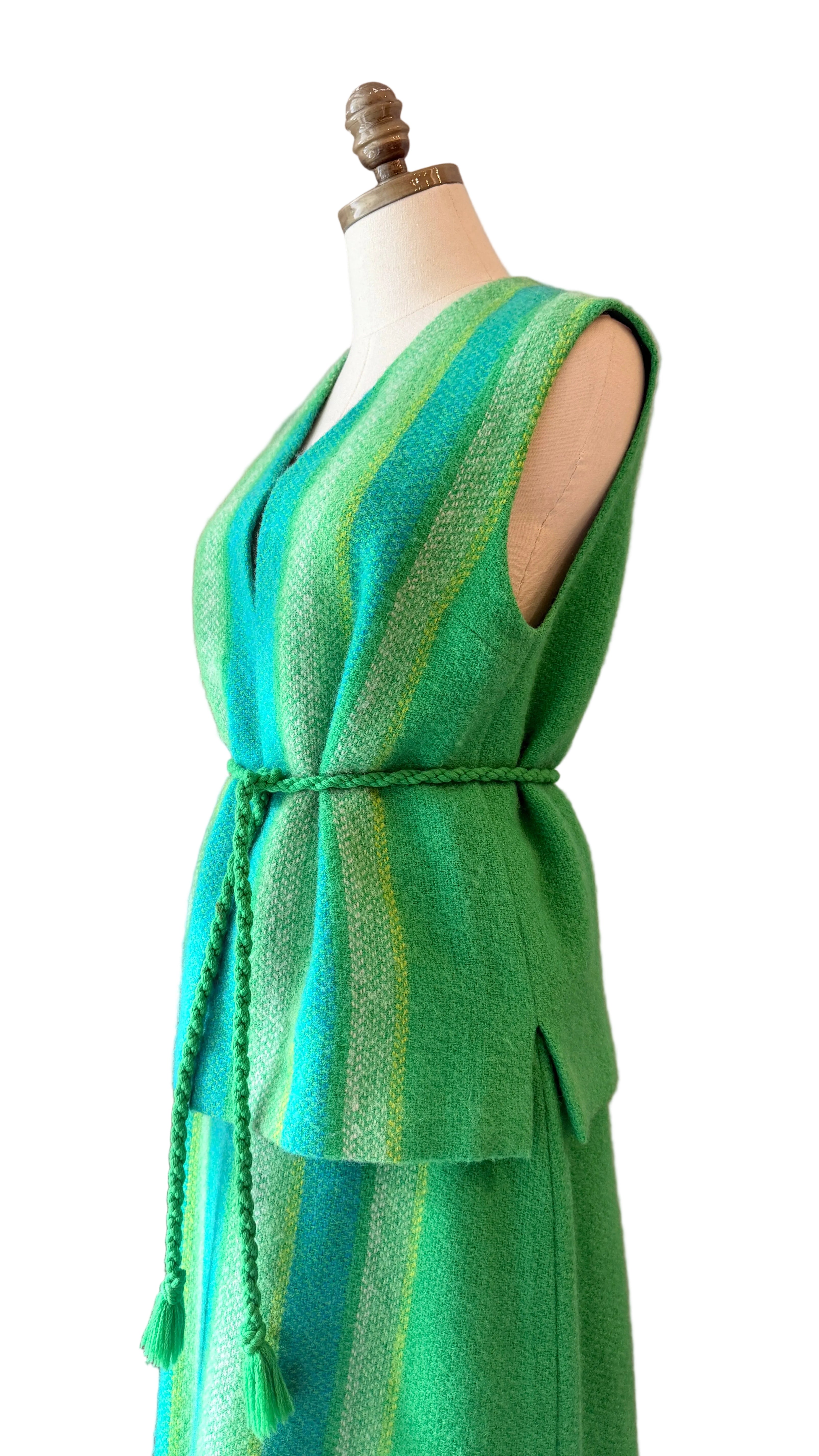 Countess Ebba von Eckermann Green Wool Hand-Knit Skirt & Vest Set