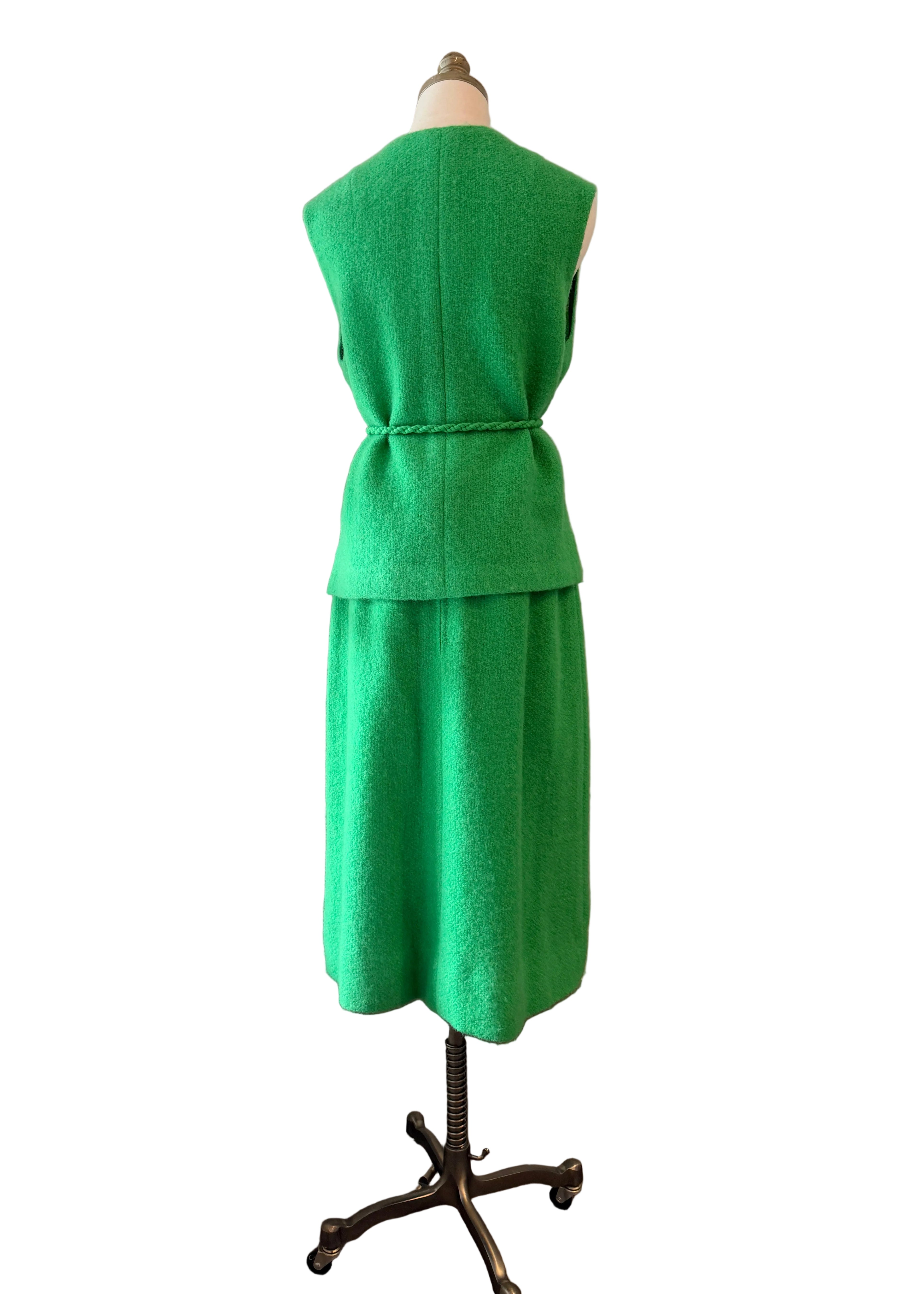 Countess Ebba von Eckermann Green Wool Hand-Knit Skirt & Vest Set