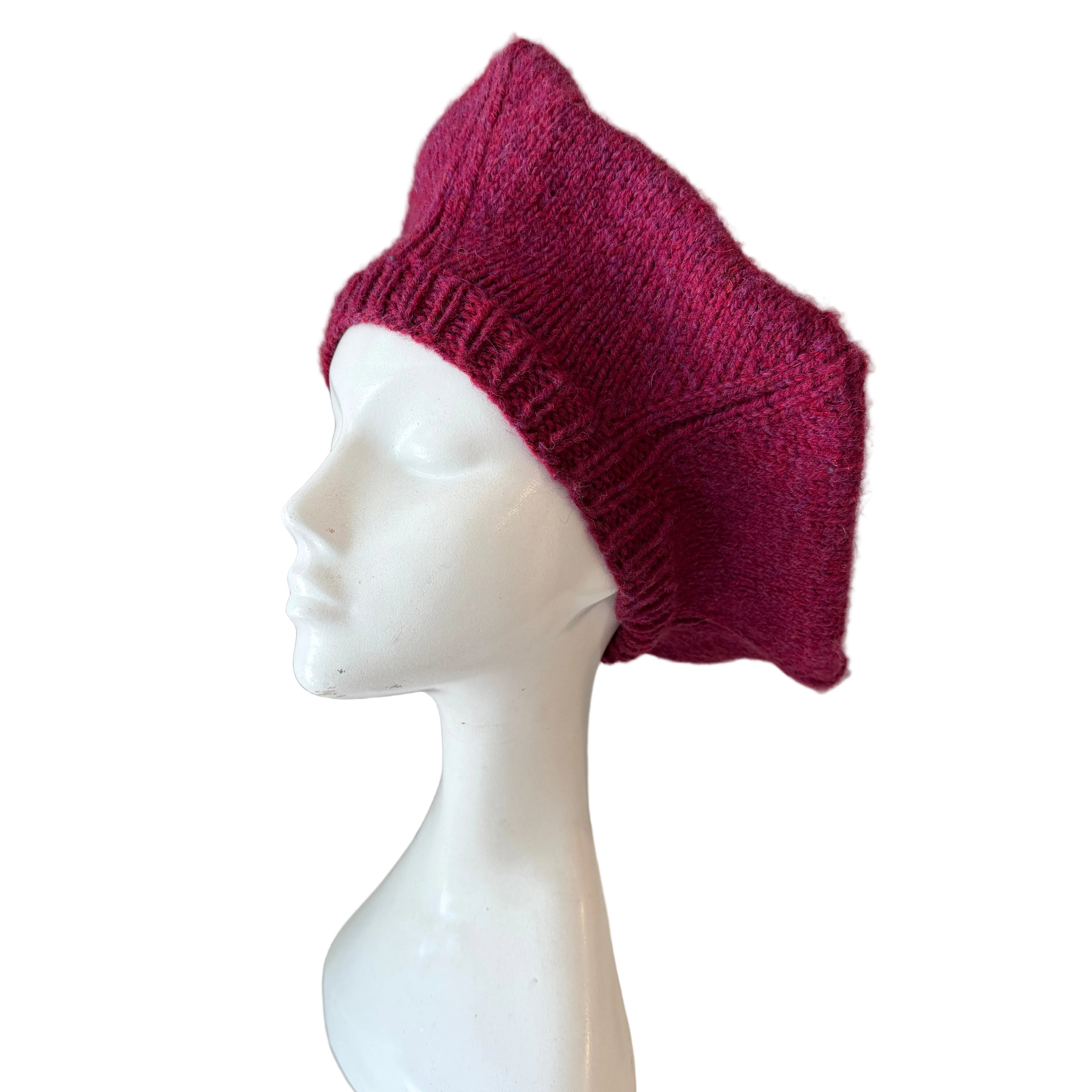 1970s Cleo Ltd. Dublin Magenta Fisherman Sweater, Beret & Scarf Set (3-Piece)