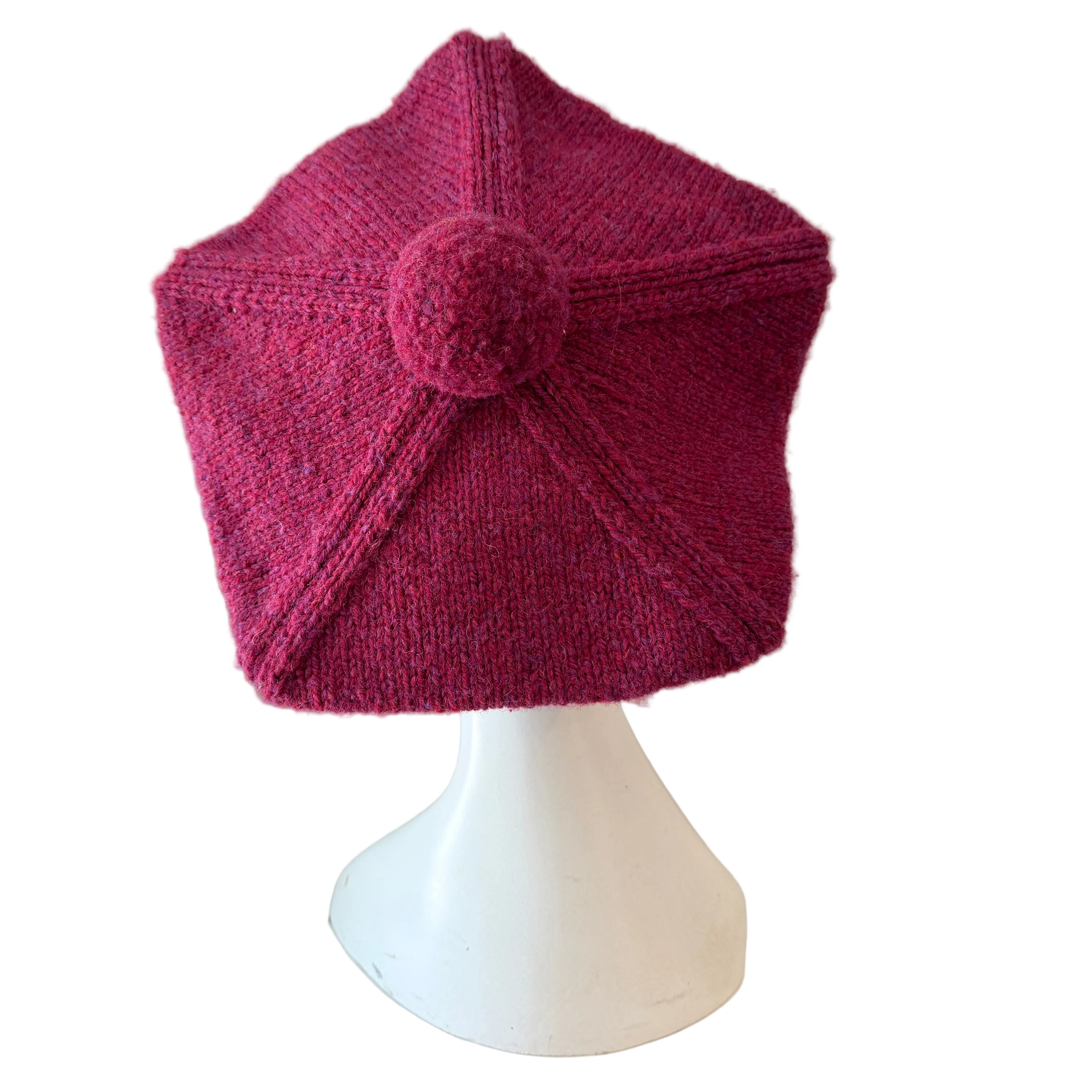 1970s Cleo Ltd. Dublin Magenta Fisherman Sweater, Beret & Scarf Set (3-Piece)