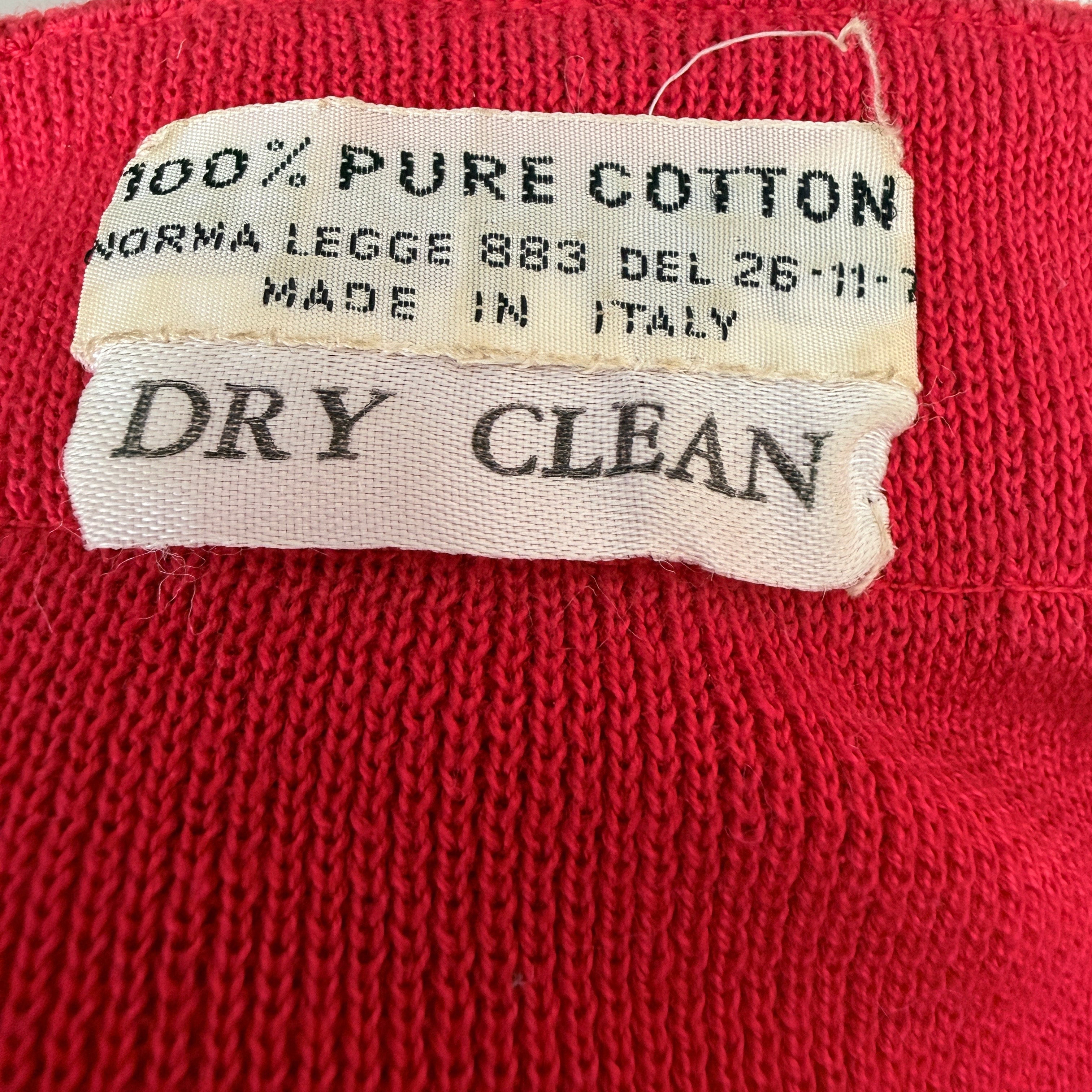 1970s Salvatore Ferragamo Red Cardigan Sweater with Grosgrain Trim