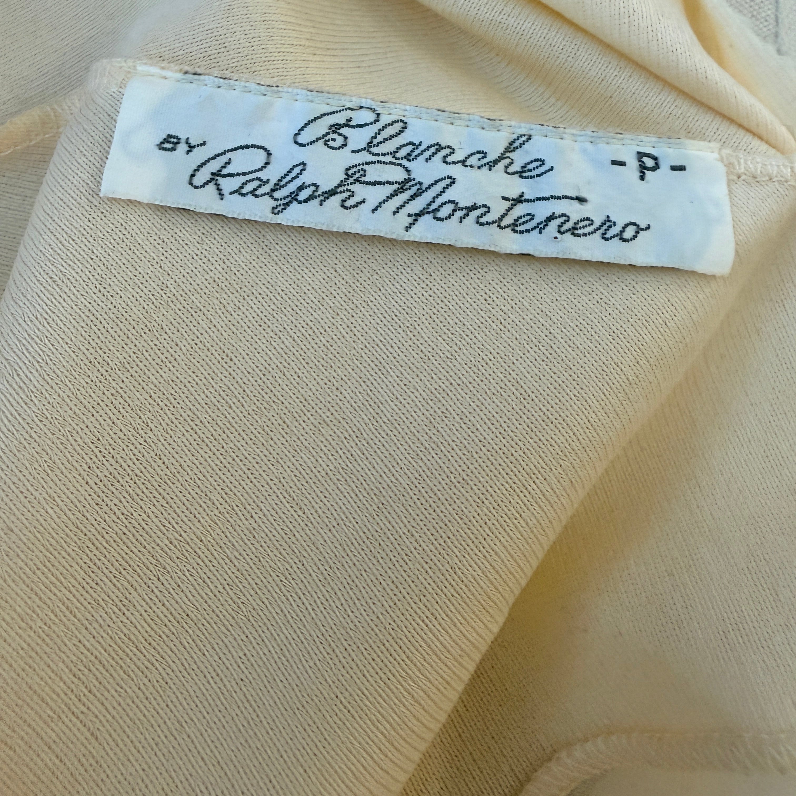 1960s Blanche by Ralph Montenero Ivory Nightgown with Sheer Lace Insets