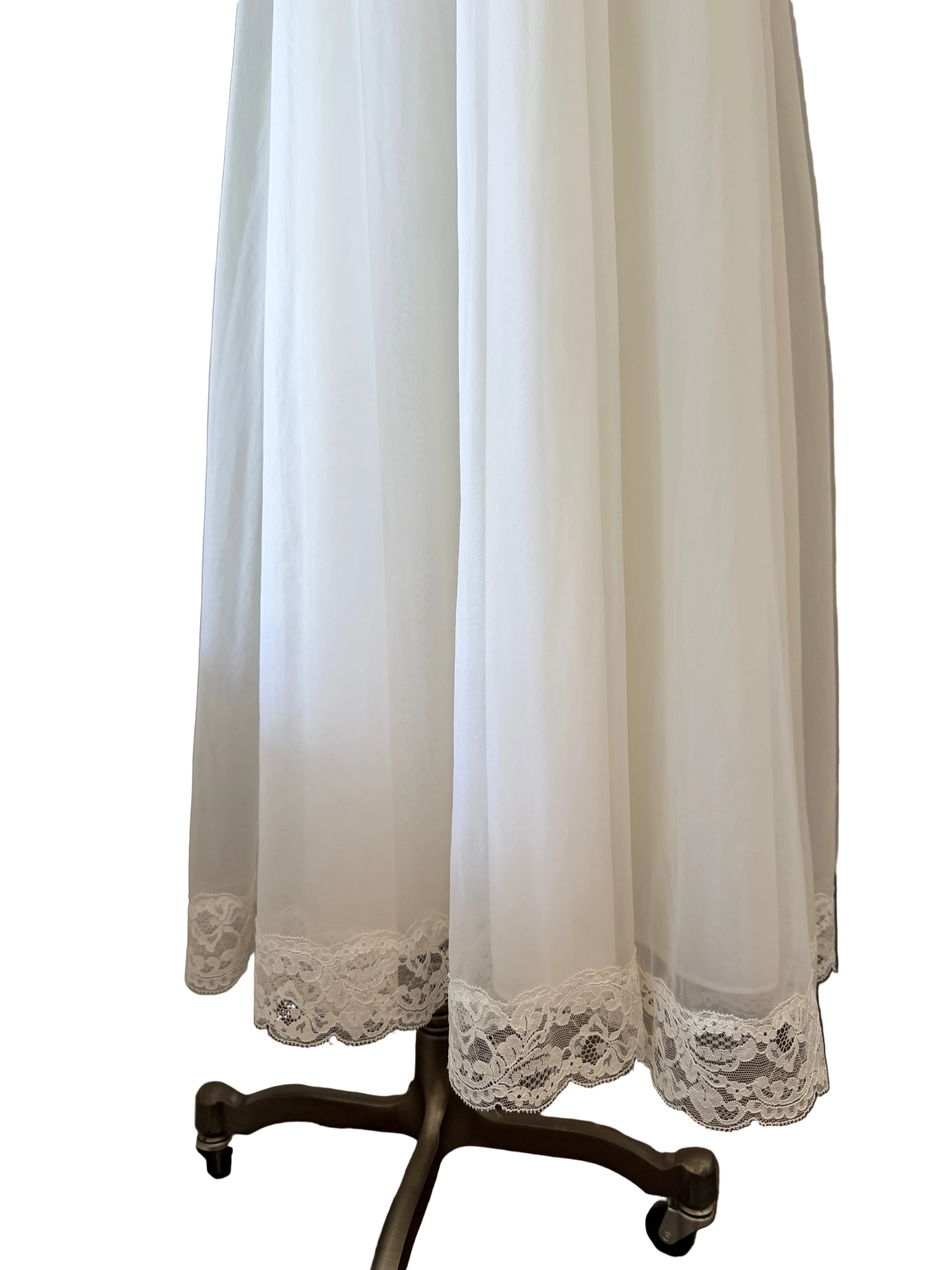 1960s Ivory Lace Bodice Nightgown with Layered Sheer Nylon Skirt