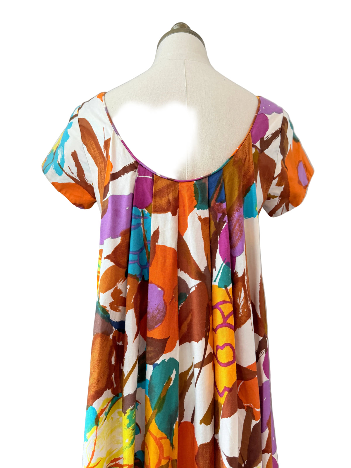 1960s Alice Polynesian Fashions Floral Empire-Waist Cotton Maxi Dress