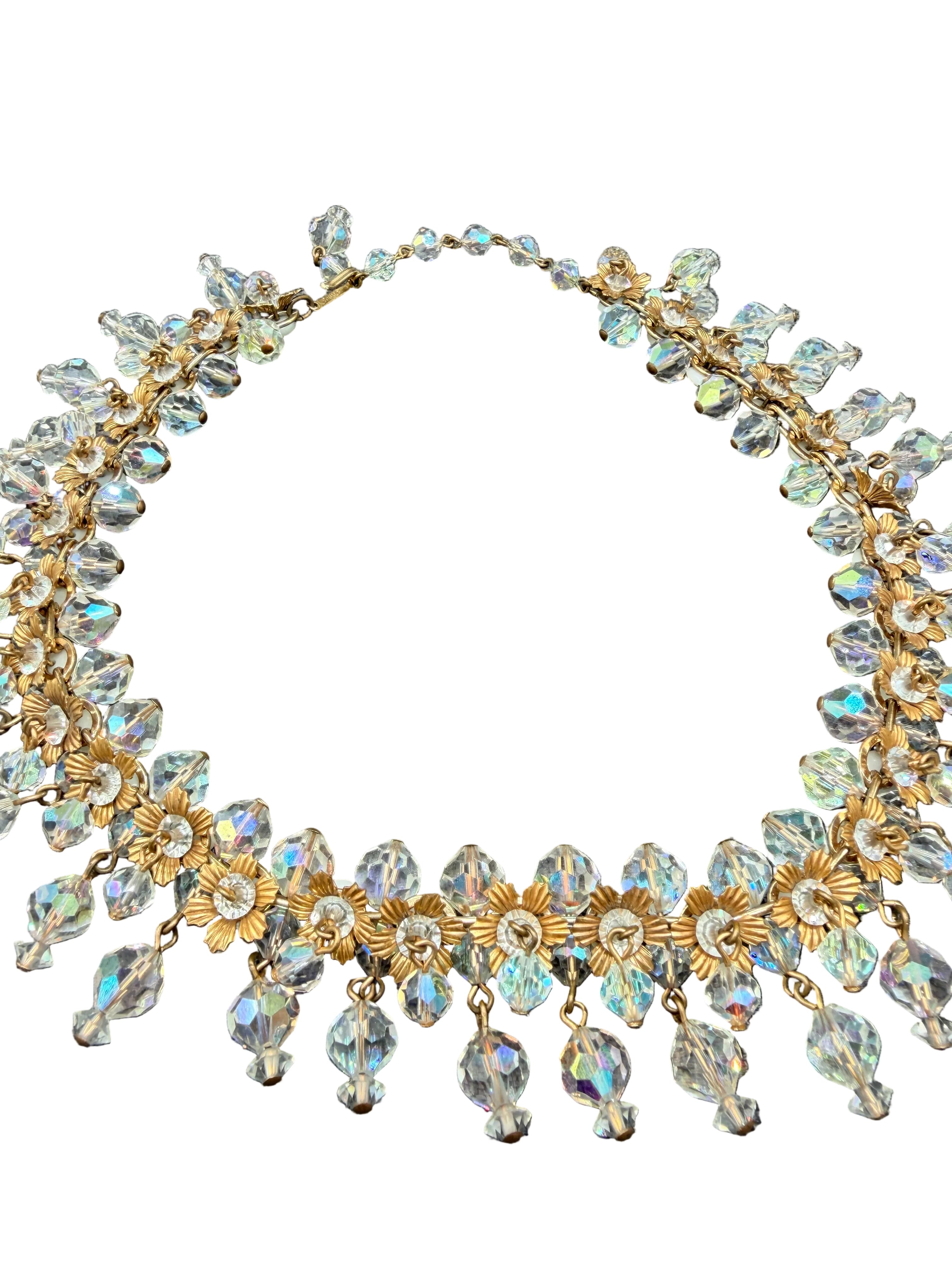 1950s Juliana (DeLizza & Elster) "Cha Cha" Dangle Necklace with Aurora Borealis Crystals