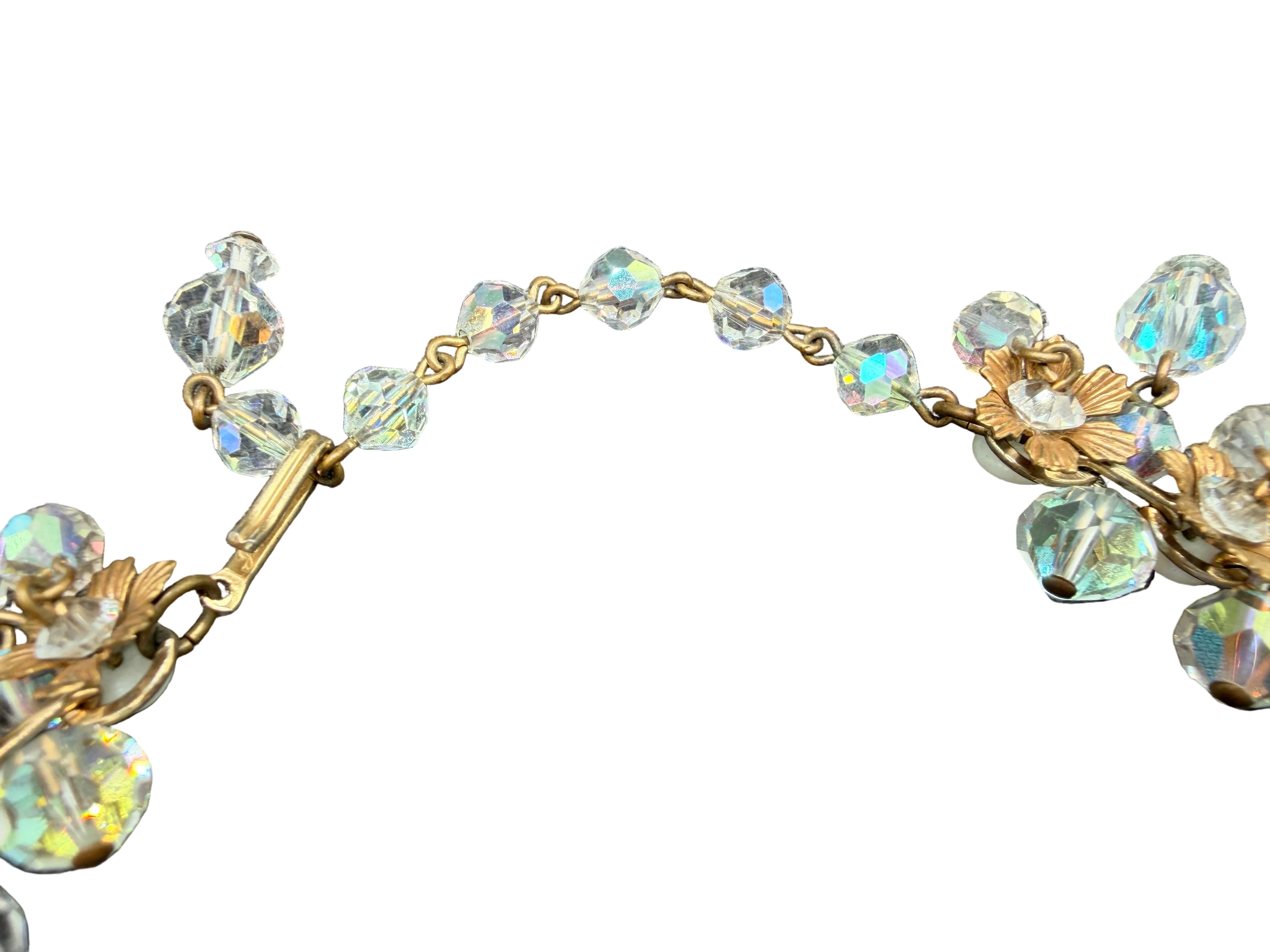 1950s Juliana (DeLizza & Elster) "Cha Cha" Dangle Necklace with Aurora Borealis Crystals