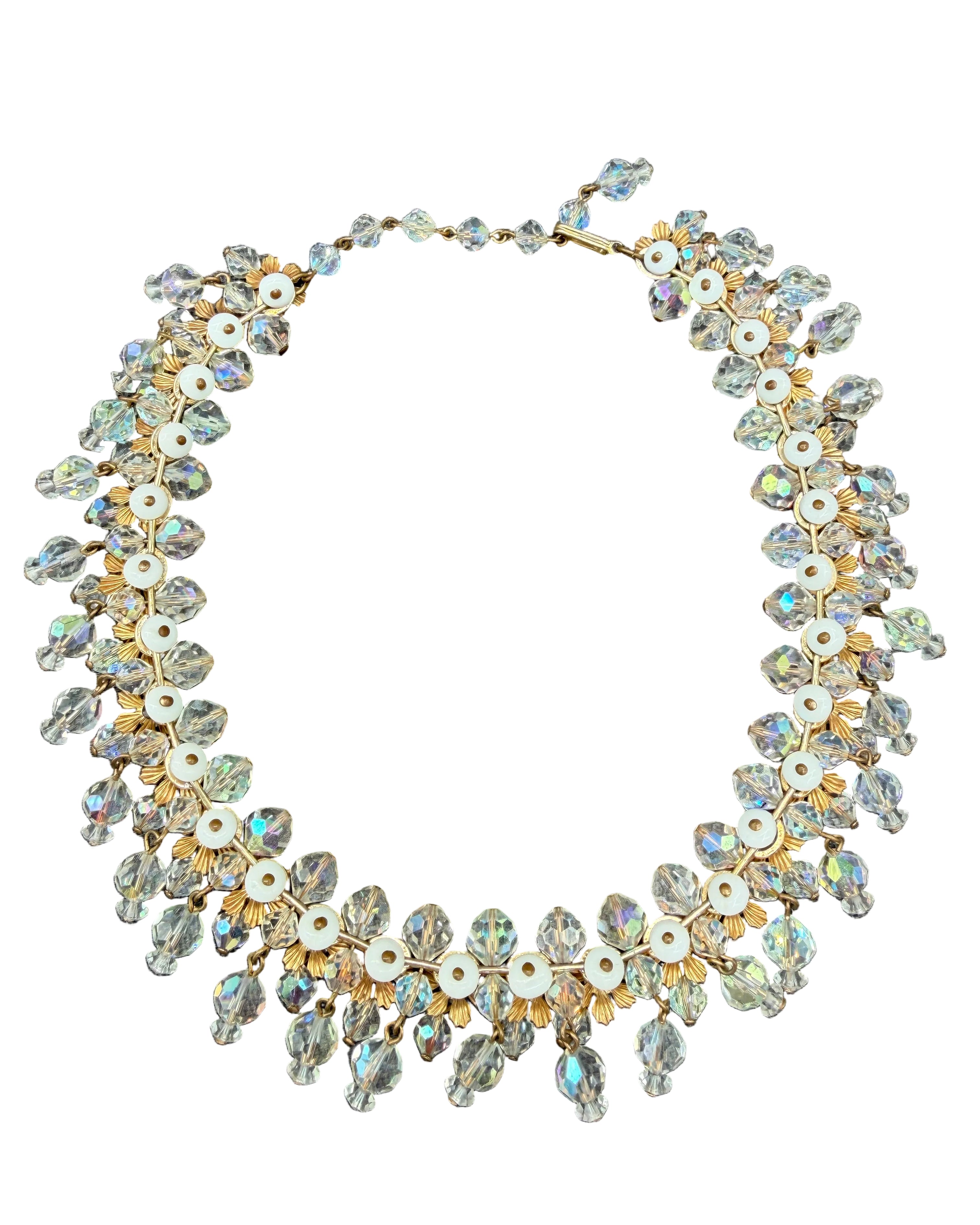 1950s Juliana (DeLizza & Elster) "Cha Cha" Dangle Necklace with Aurora Borealis Crystals