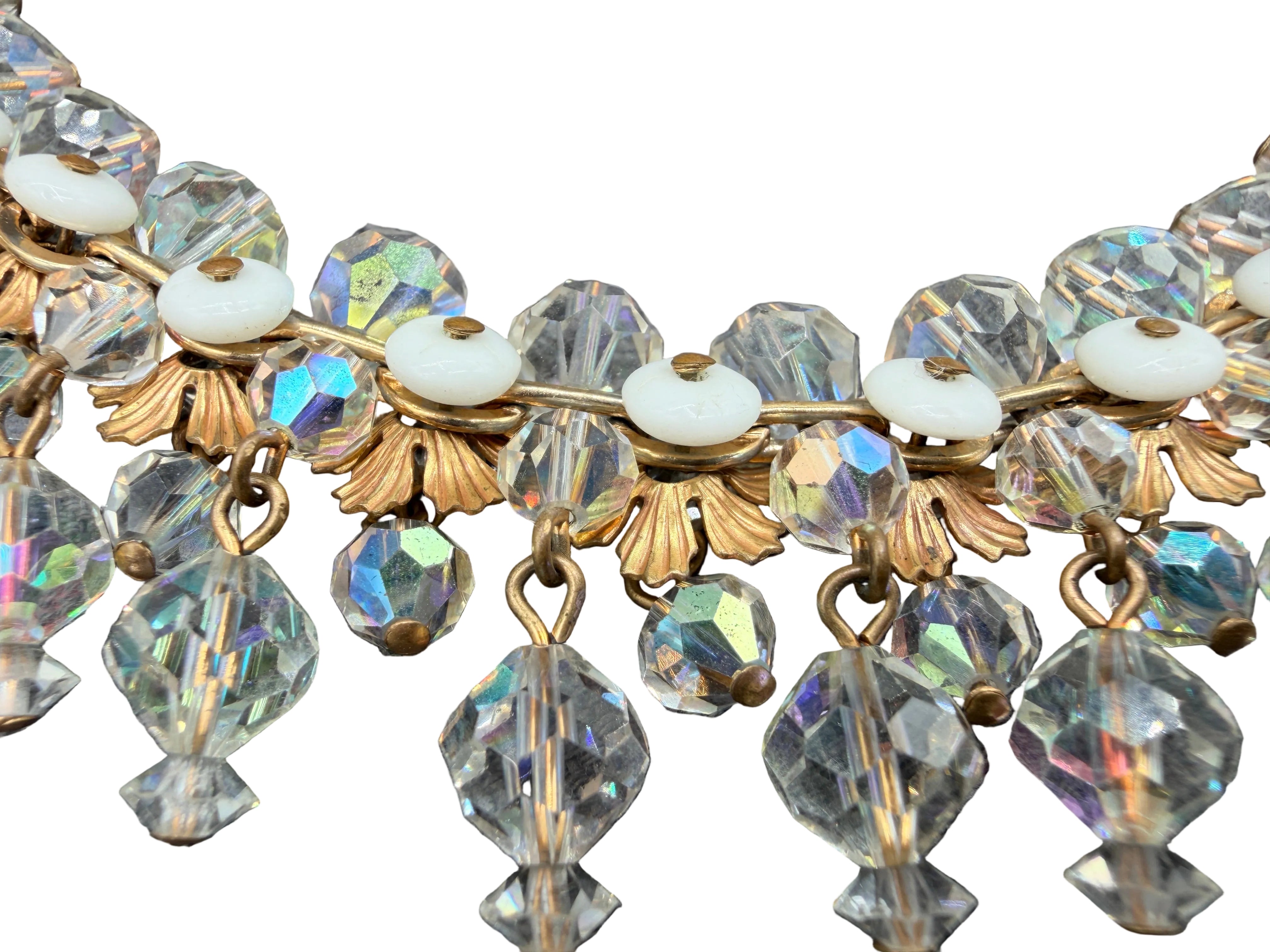 1950s Juliana (DeLizza & Elster) "Cha Cha" Dangle Necklace with Aurora Borealis Crystals