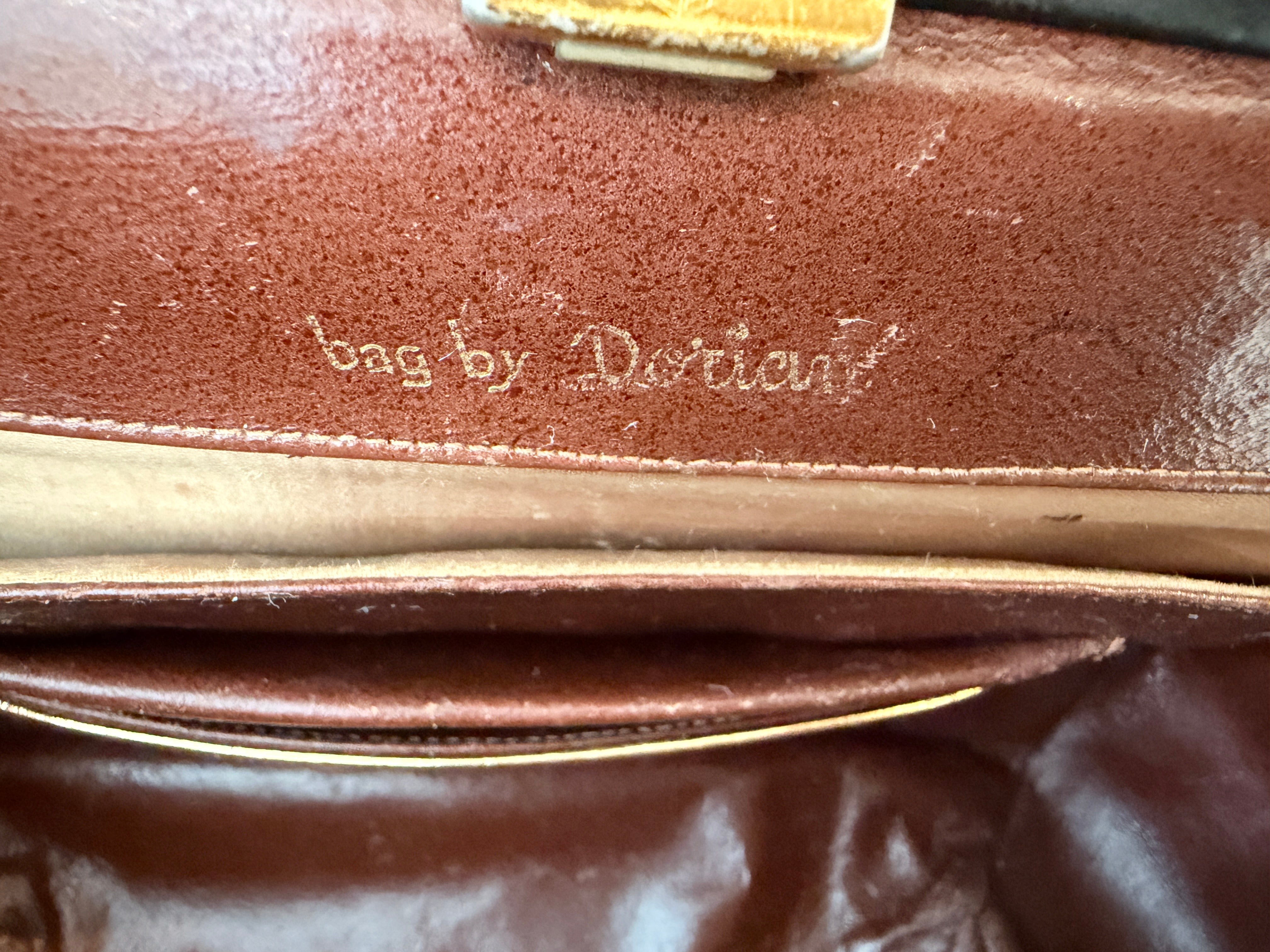 1950s Dorian Brown Crocodile Handbag with Gold Chain Strap & Coin Purse