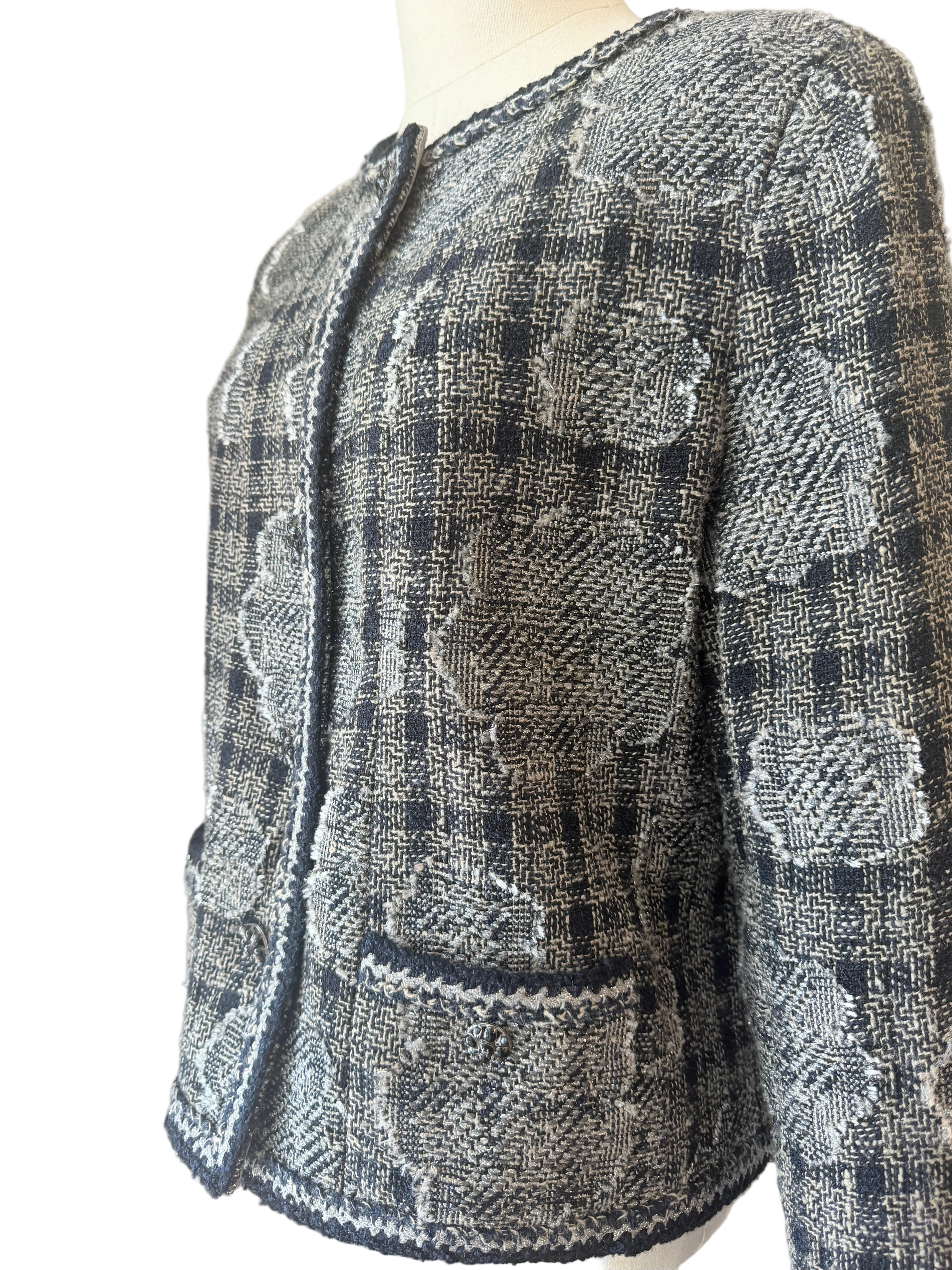 2006 Chanel Pre-Fall Camellia Tweed Jacket with Floral Buttons