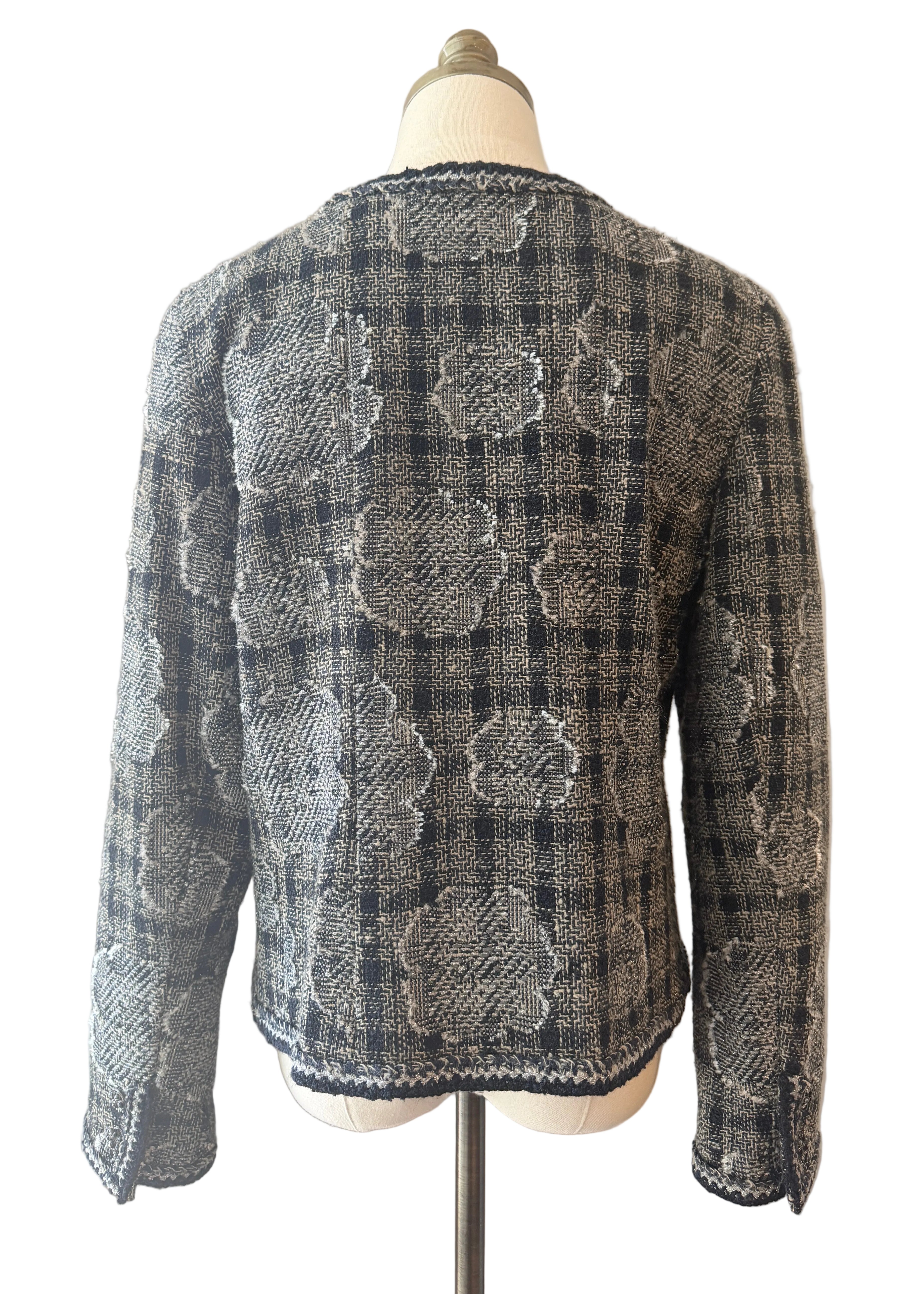 2006 Chanel Pre-Fall Camellia Tweed Jacket with Floral Buttons