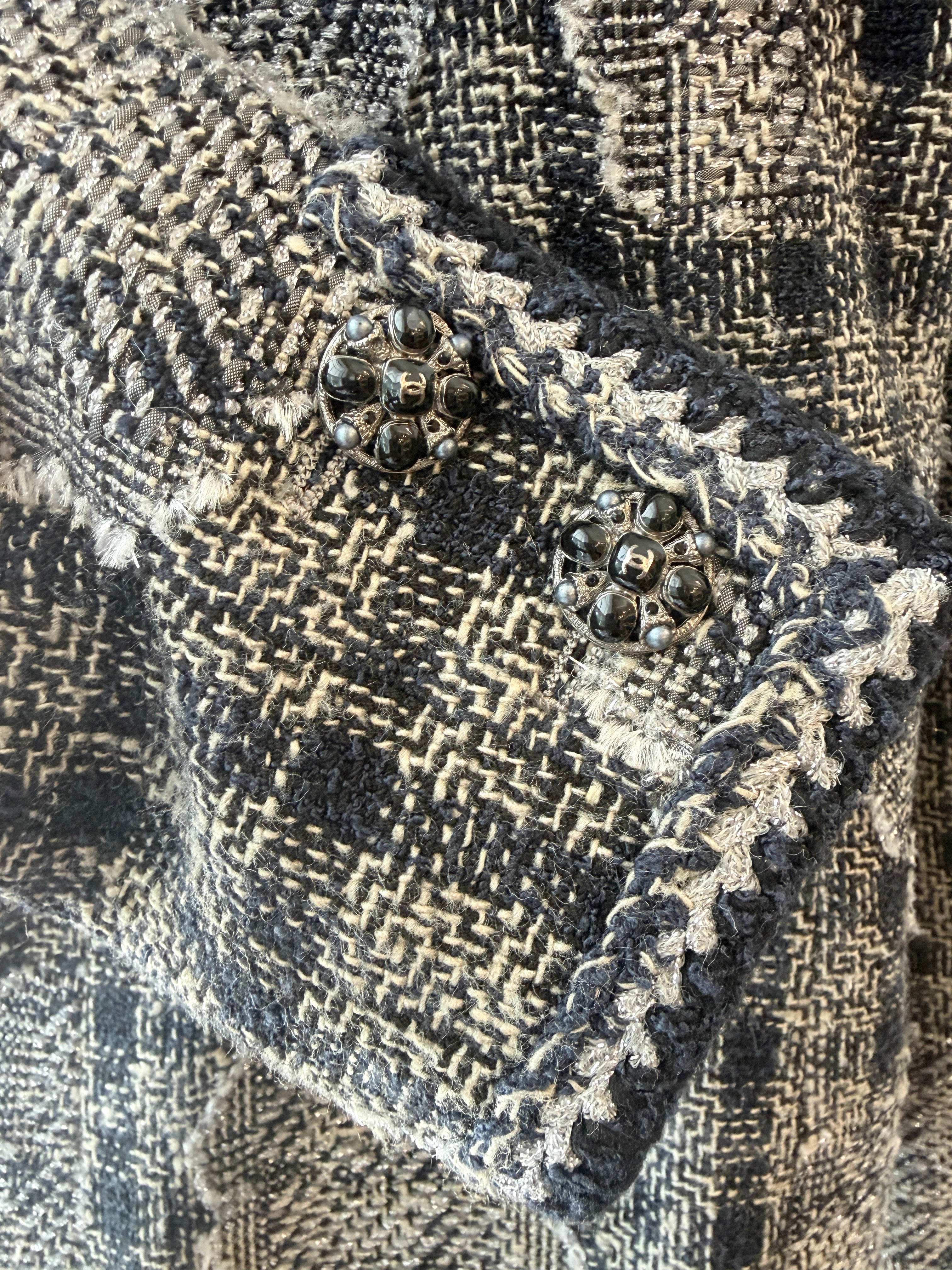 2006 Chanel Pre-Fall Camellia Tweed Jacket with Floral Buttons