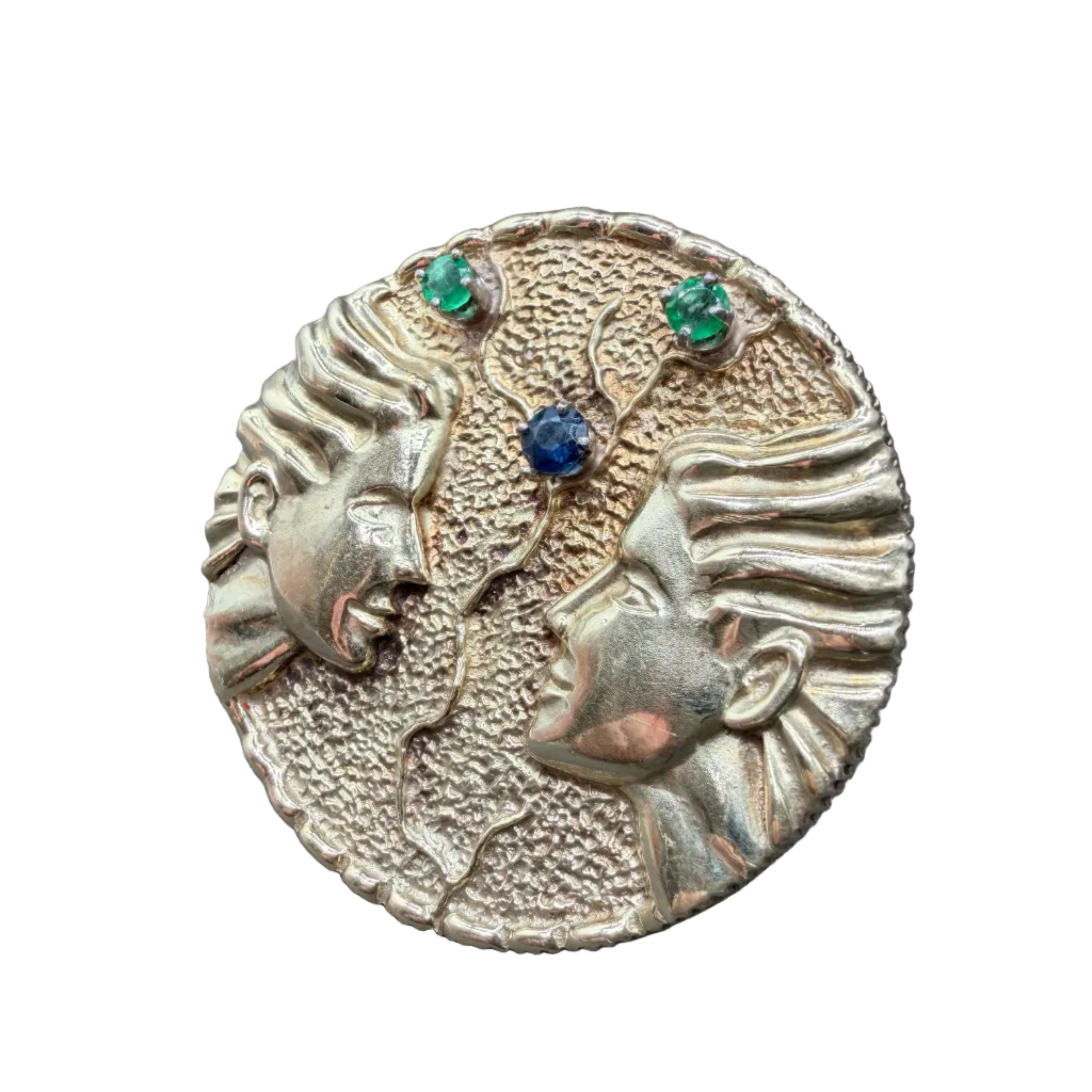 La Triomphe "Gemini" 14K Yellow Gold, Emerald & Sapphire Ring
