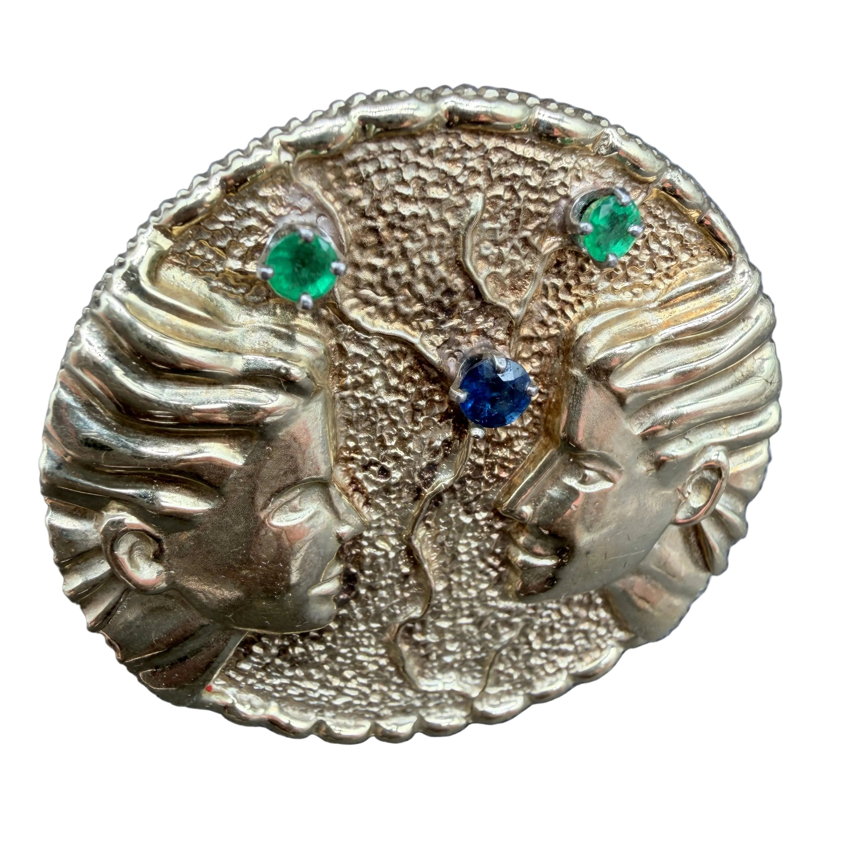 La Triomphe "Gemini" 14K Yellow Gold, Emerald & Sapphire Ring