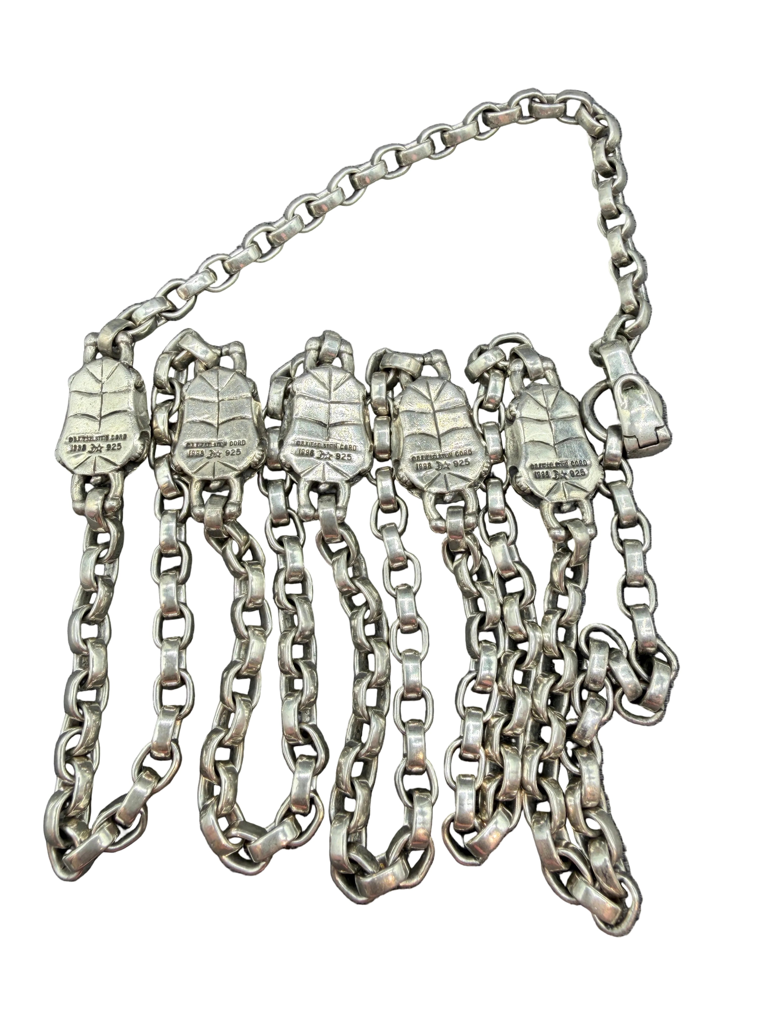 1998 Barry Kieselstein-Cord Sterling Silver Rolo Chain Necklace with Five Turtle Spacers