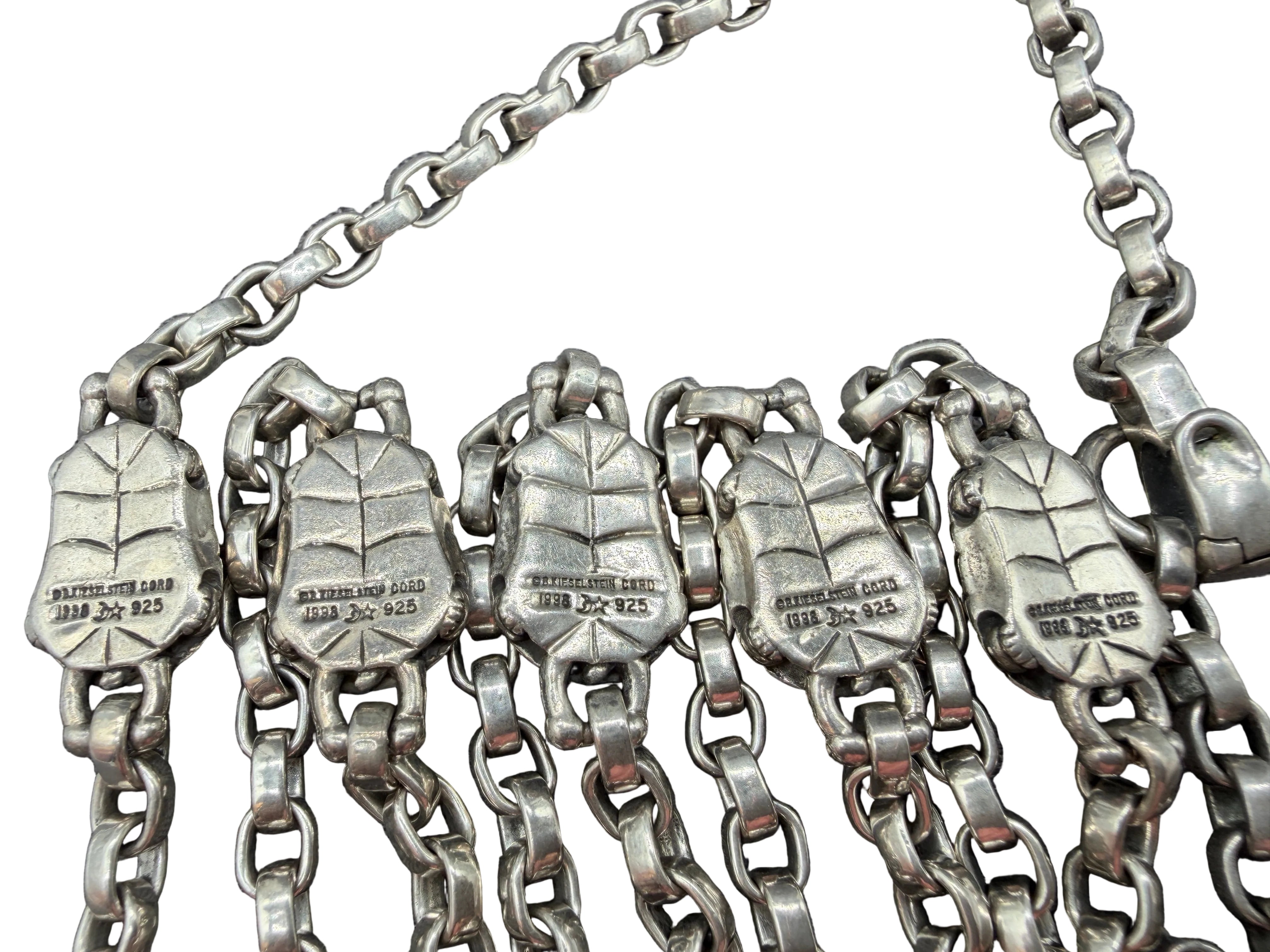 1998 Barry Kieselstein-Cord Sterling Silver Rolo Chain Necklace with Five Turtle Spacers