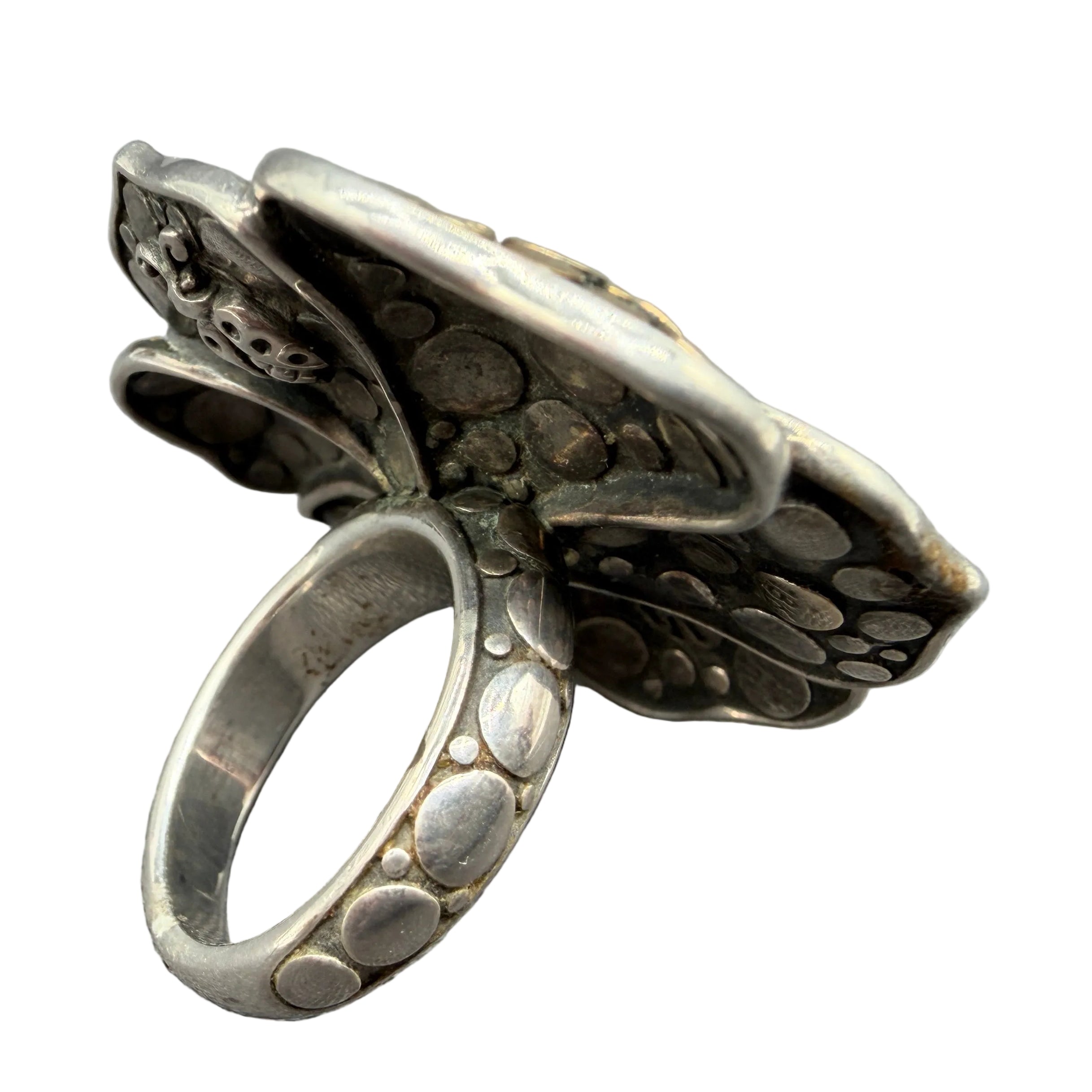 1990s John Hardy Ayu Frangipani Flower Ring in Sterling Silver & 18K Gold