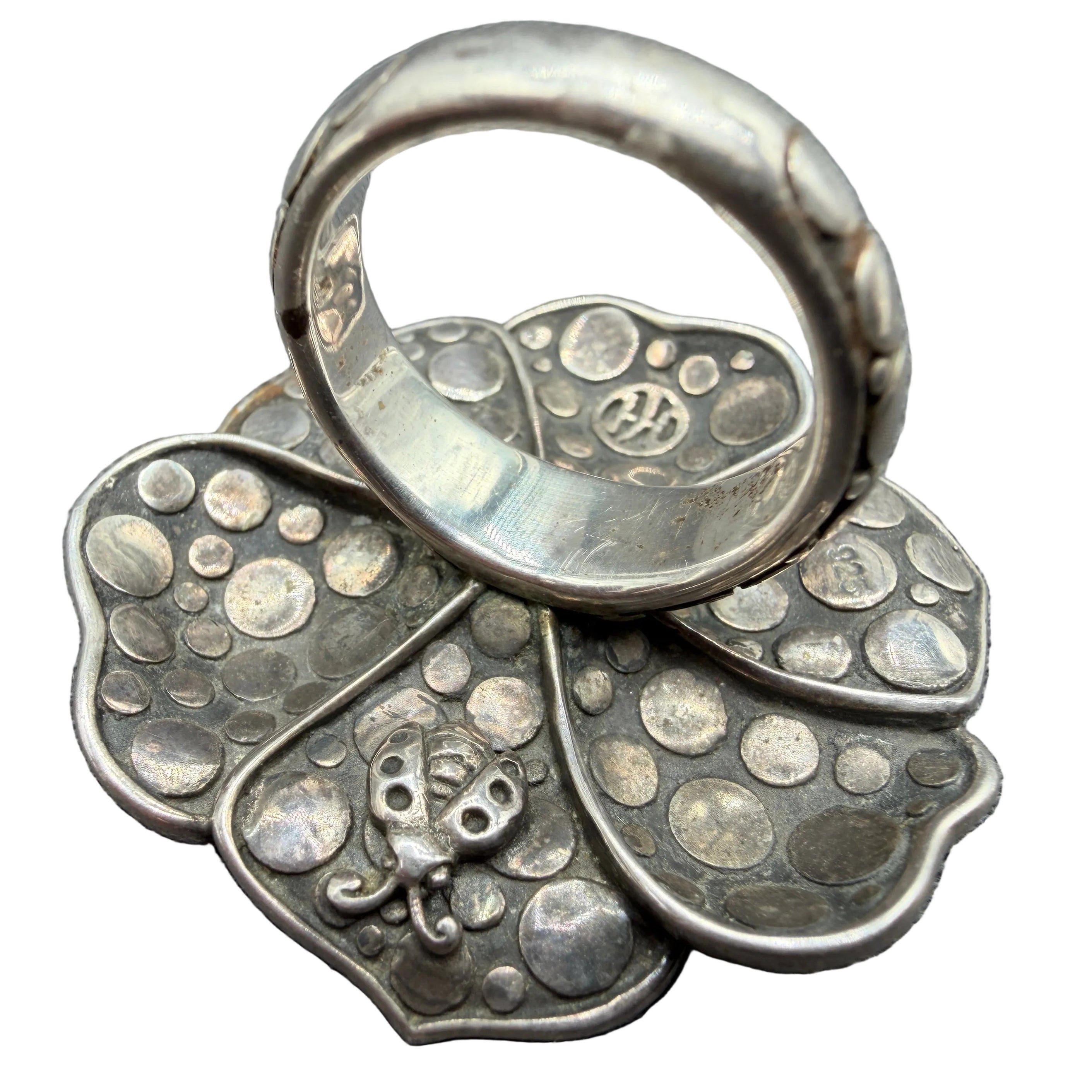 1990s John Hardy Ayu Frangipani Flower Ring in Sterling Silver & 18K Gold