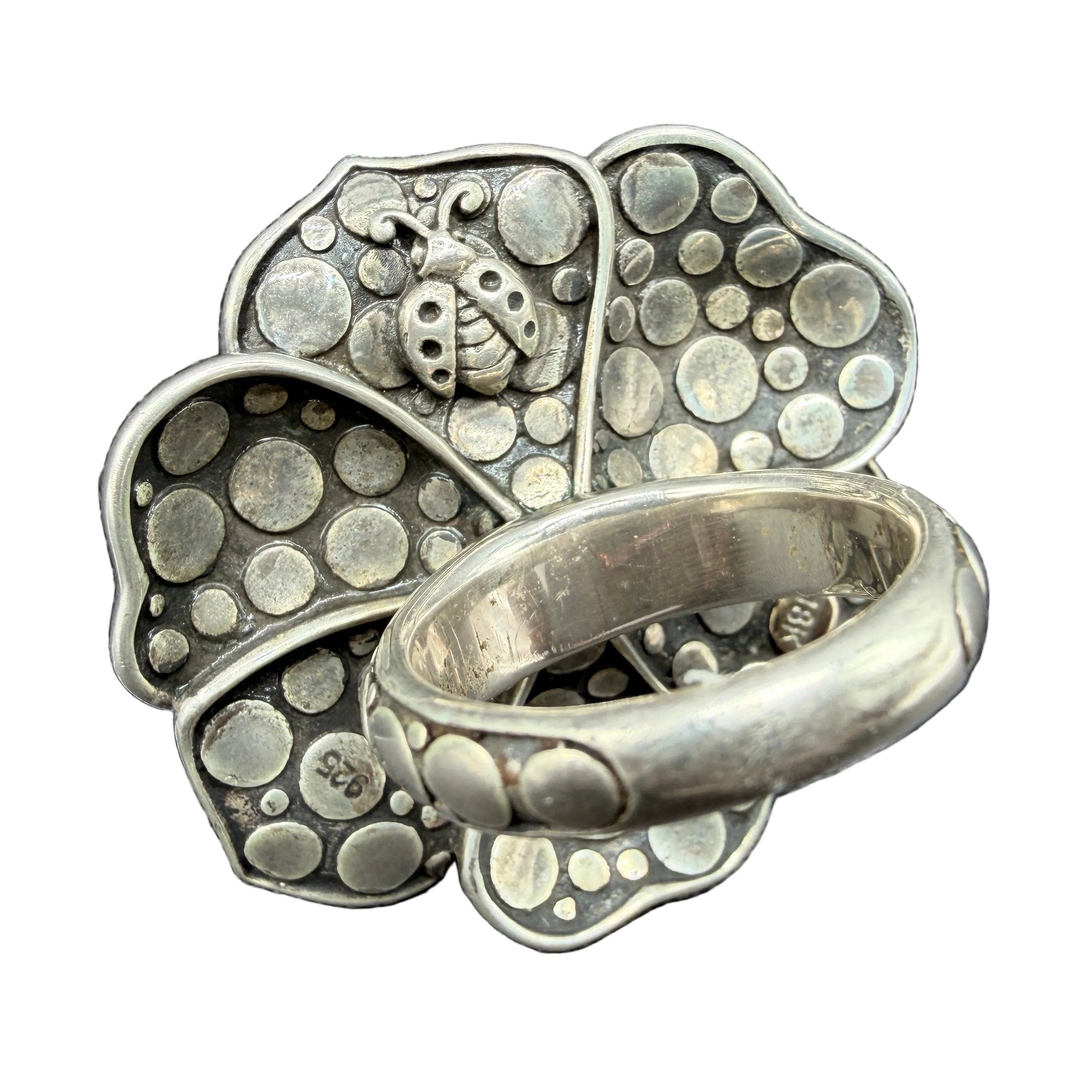 1990s John Hardy Ayu Frangipani Flower Ring in Sterling Silver & 18K Gold
