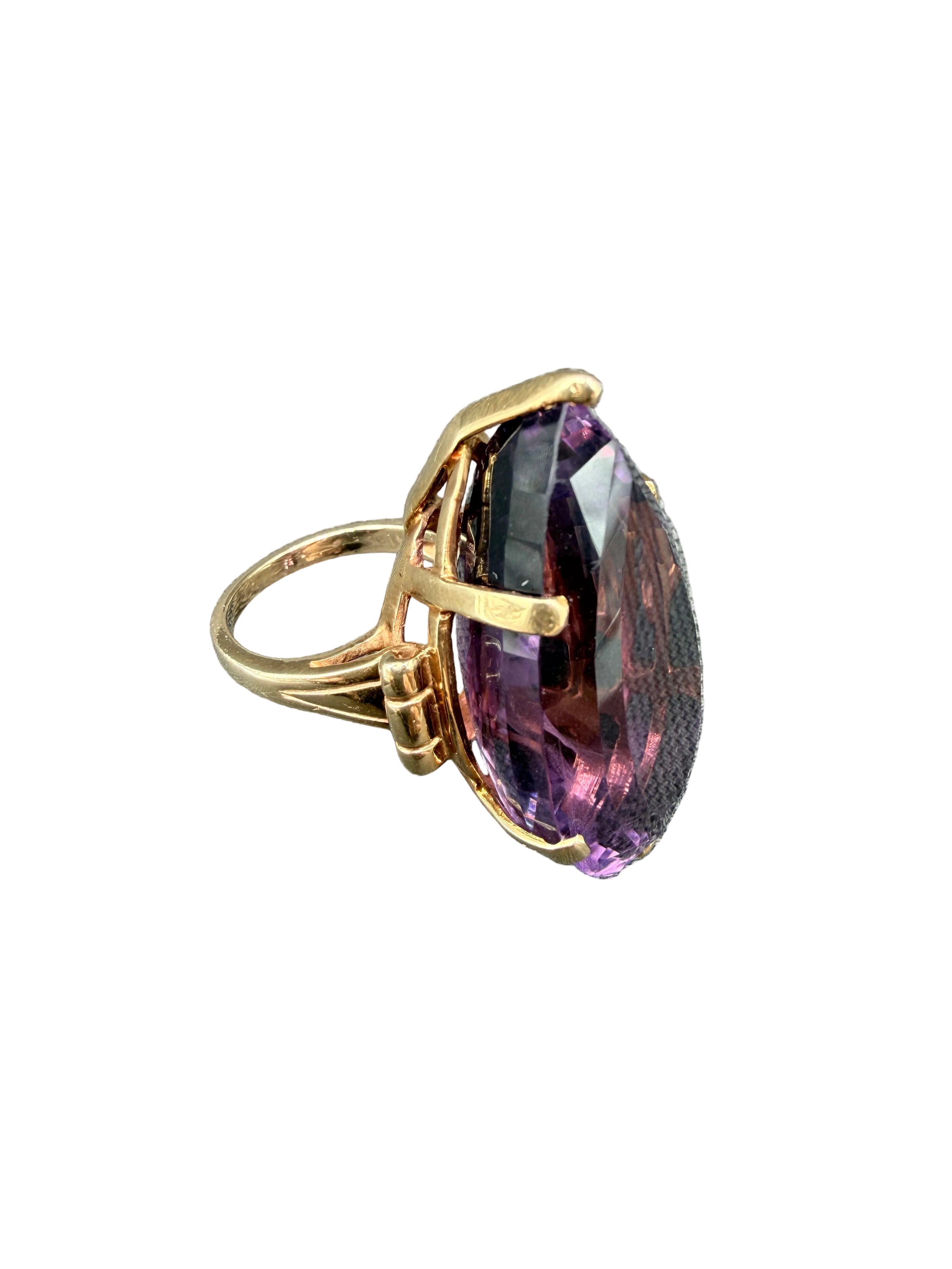 1980s 14K Gold Pear-Shaped Amethyst Cocktail Ring