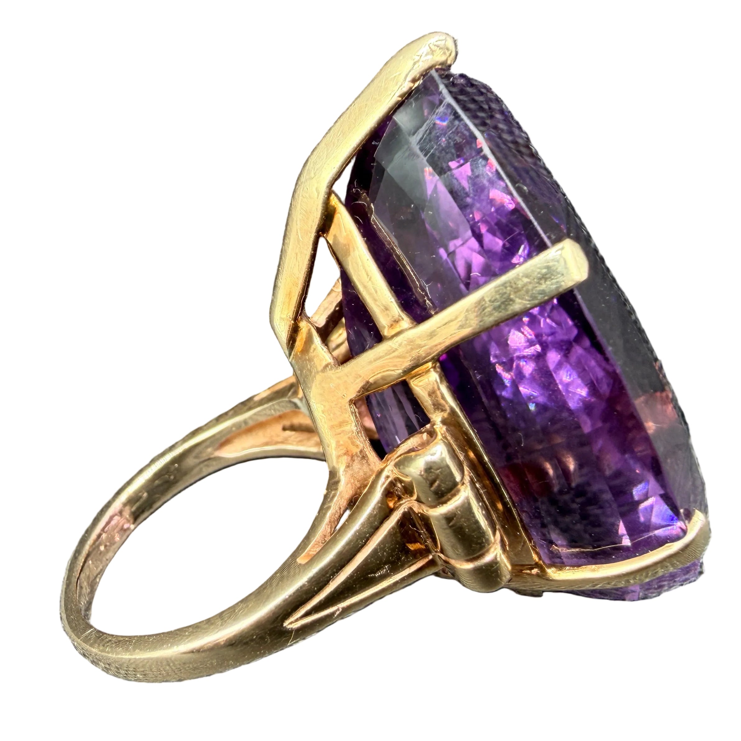 1980s 14K Gold Pear-Shaped Amethyst Cocktail Ring