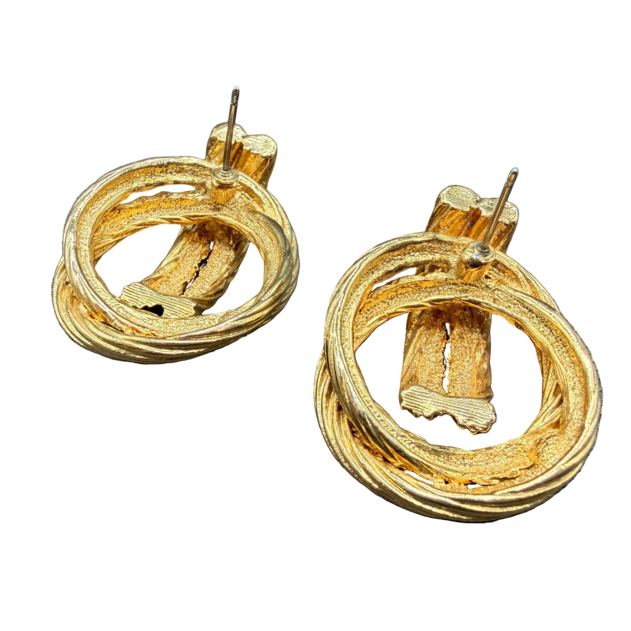 1980s Gold-Tone Rope Door Knocker Earrings