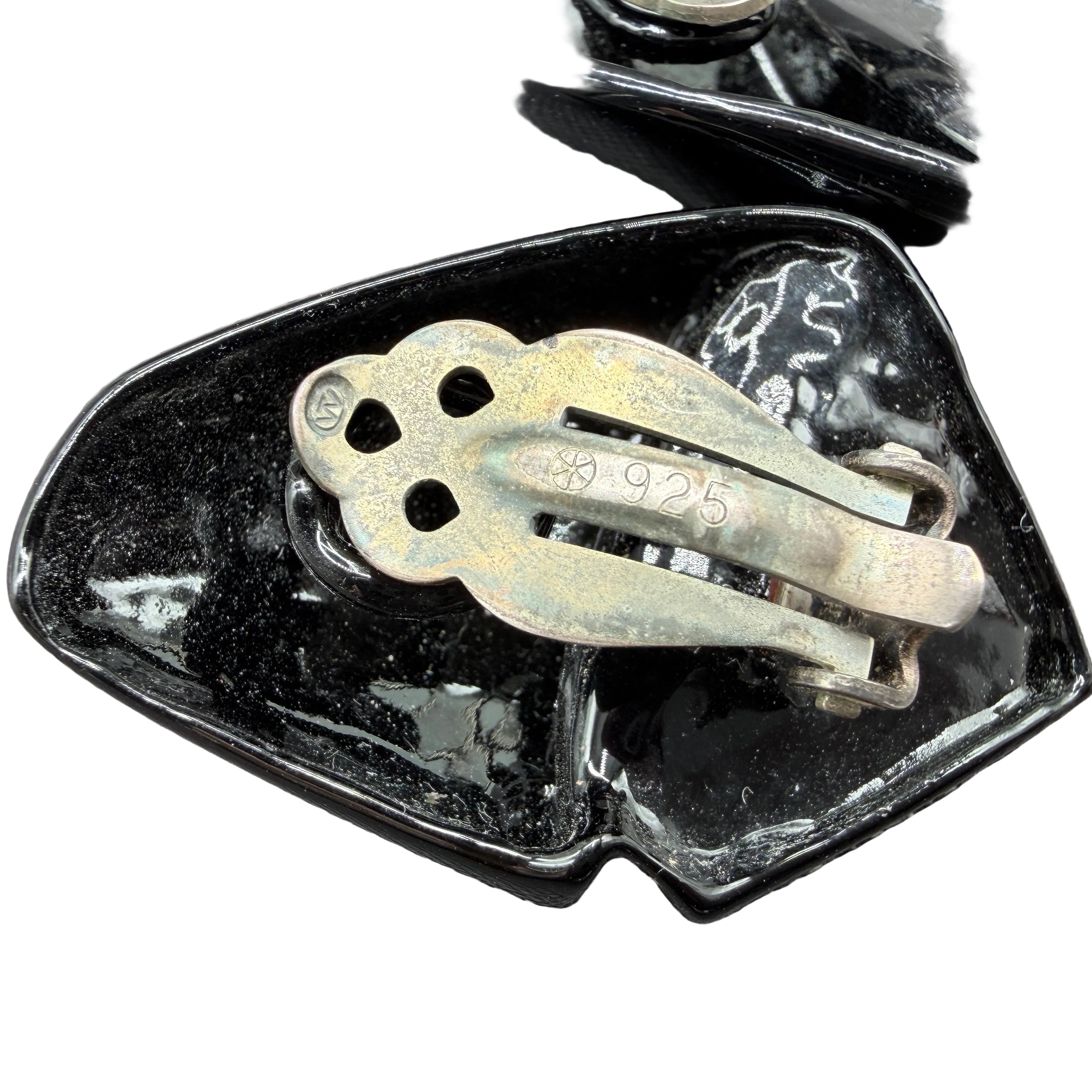 1960s  Black Metal & Enamel Calla Lily Earrings